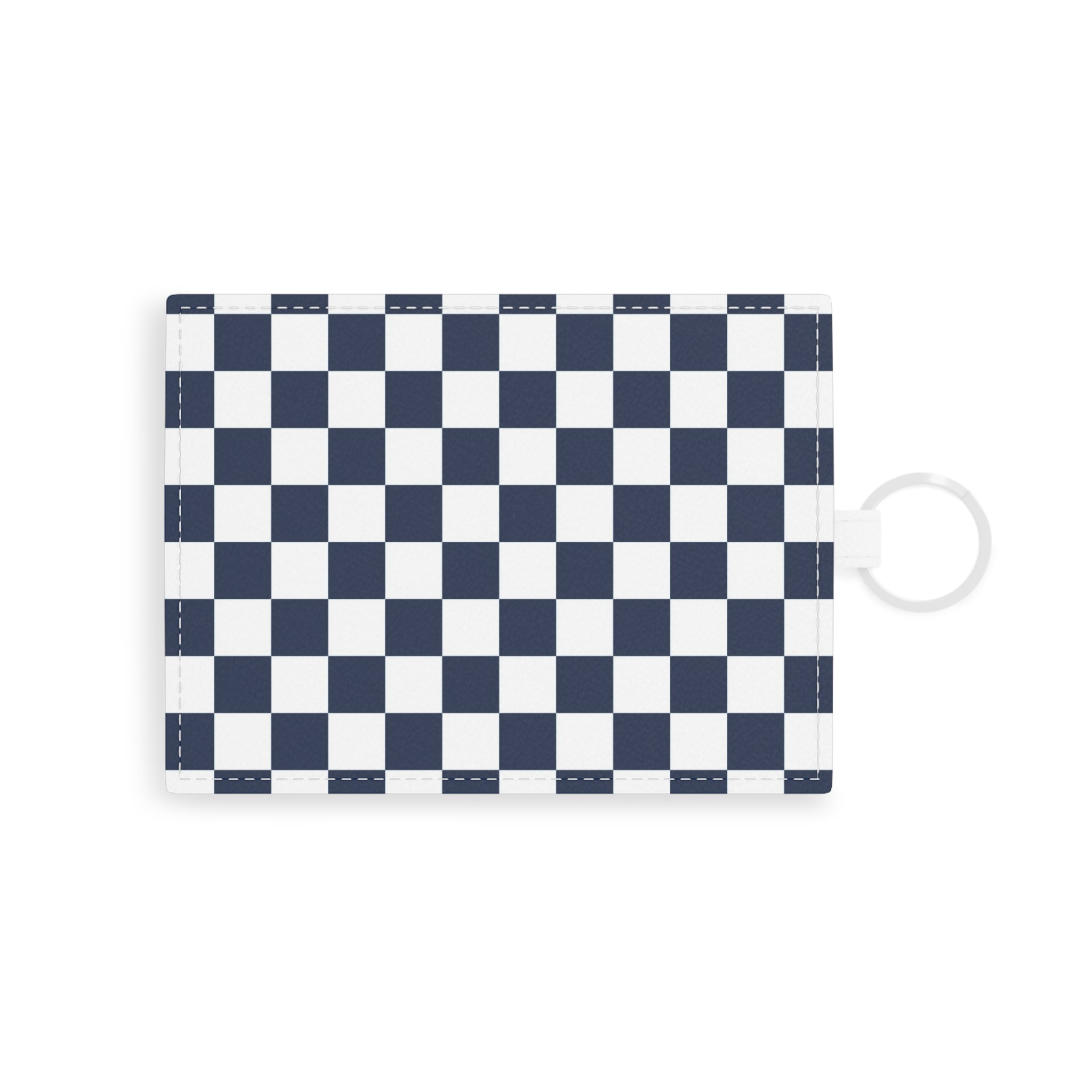 Checkerboard White and Navy Blue Saffiano Leather Card Holder, Artsulli - Art is Long, Life is Short, Accessories, Size, One size, Color, White, , , 29246850396945246915