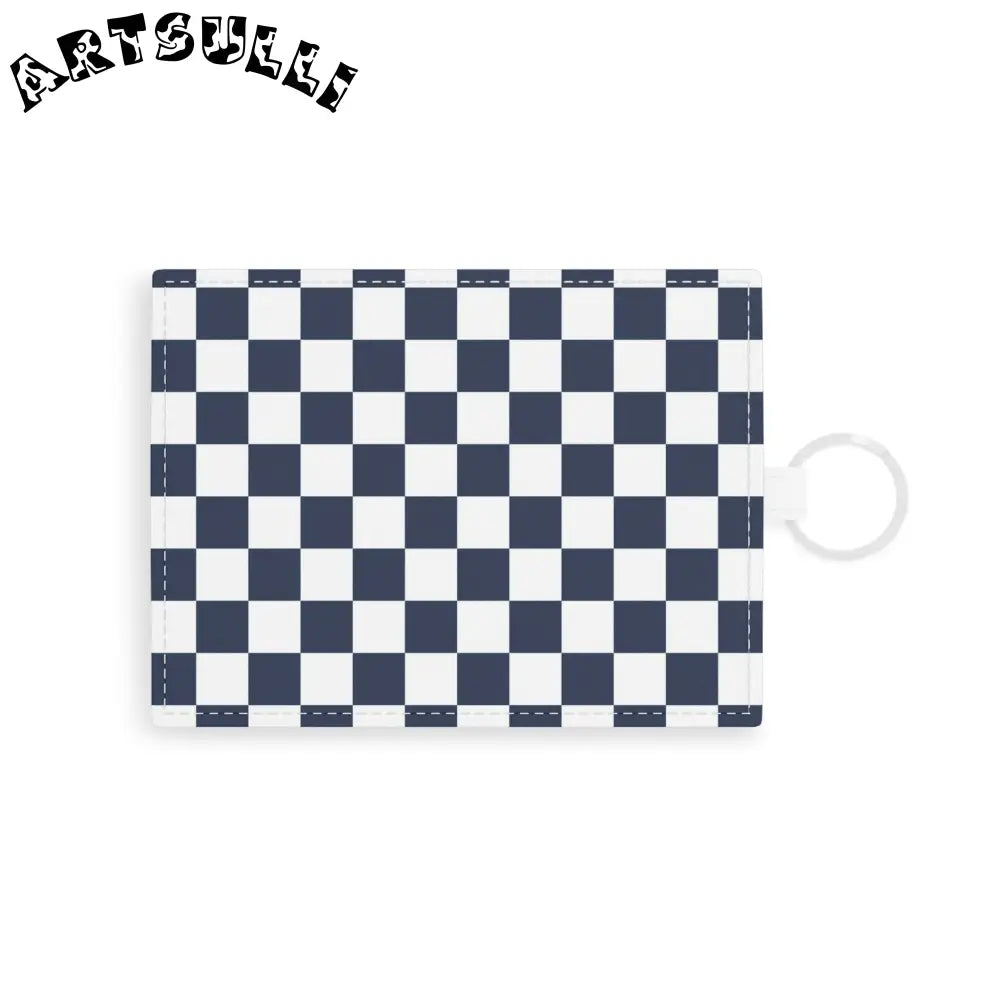 JAKKOUTTHEBXX Checkerboard White and Navy Blue Saffiano Leather Card