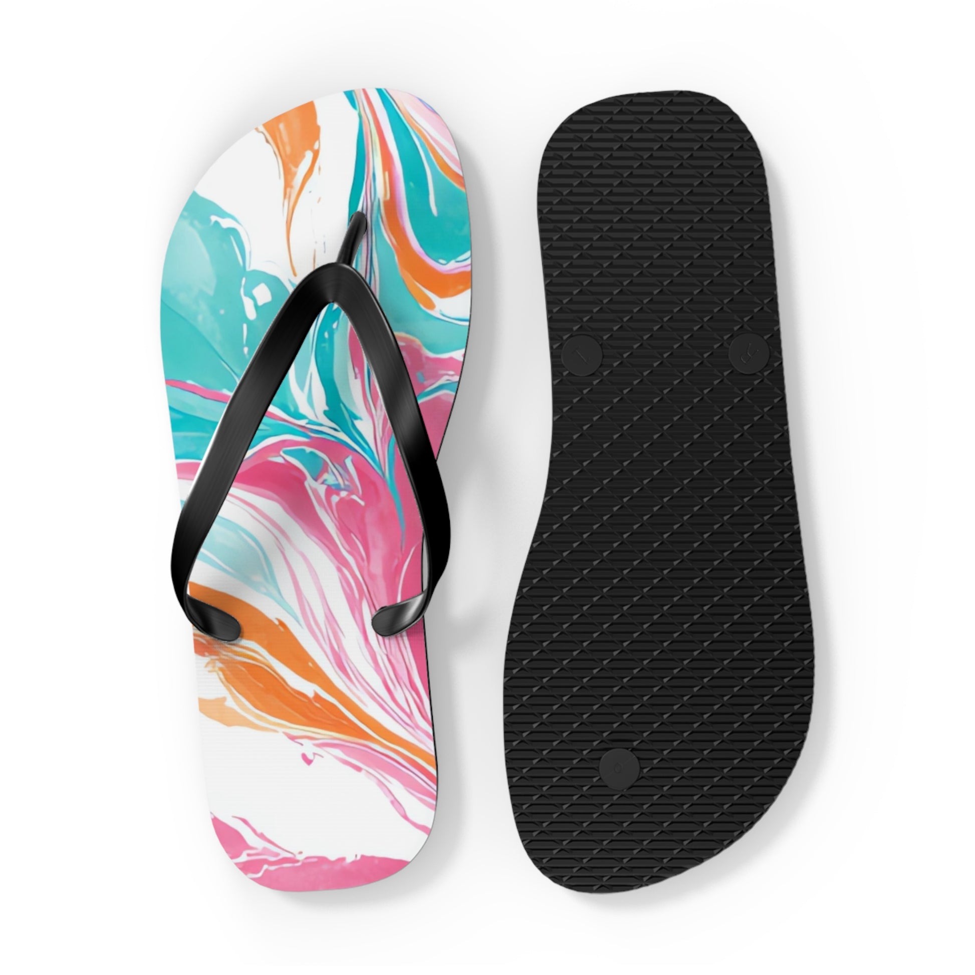 Liquid Pastel Spill Multi-Color Flip Flops, Artsulli - Art is Long, Life is Short, Shoes, , , , , , , 