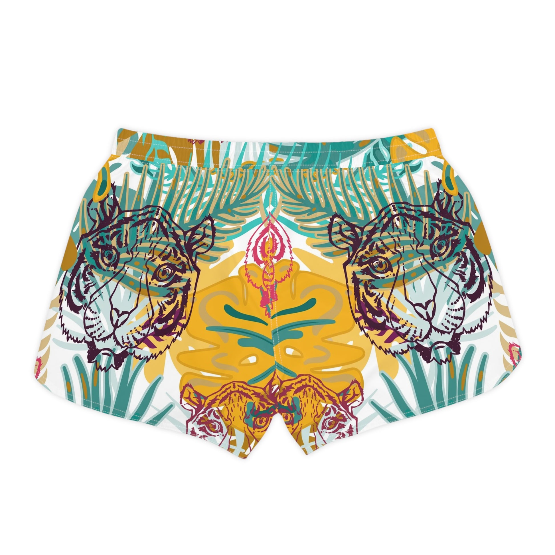 Tropical Jungle Tigers Green and Brown Women's Casual Shorts (AOP), Artsulli - Art is Long, Life is Short, All Over Prints, , , , , , , 
