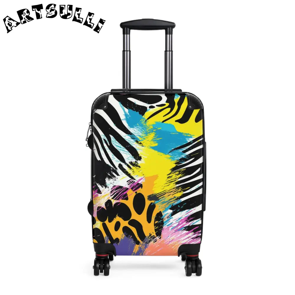 Zebra Stripes x Leopard Print x Paint Splatter Multi-Color II Suitcase, Artsulli - Art is Long, Life is Short, Bags, Size, Small, Color, Black, , , 17765913287976
