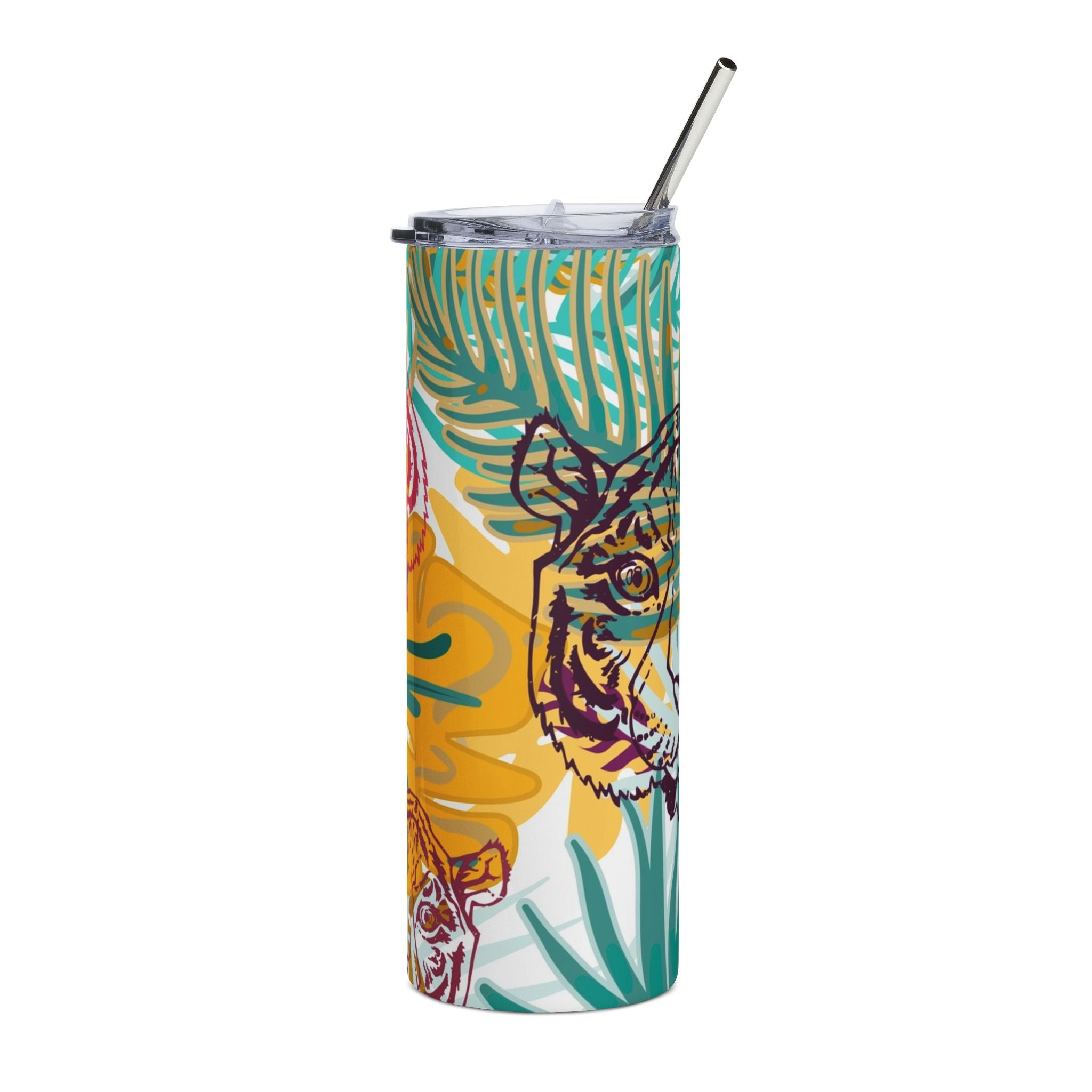 Tropical Jungle Tigers Brown and Green Stainless Steel Tumbler, 20oz, Artsulli - Art is Long, Life is Short, Mug, Size, 20oz, Color, Black, , , 14509469165475