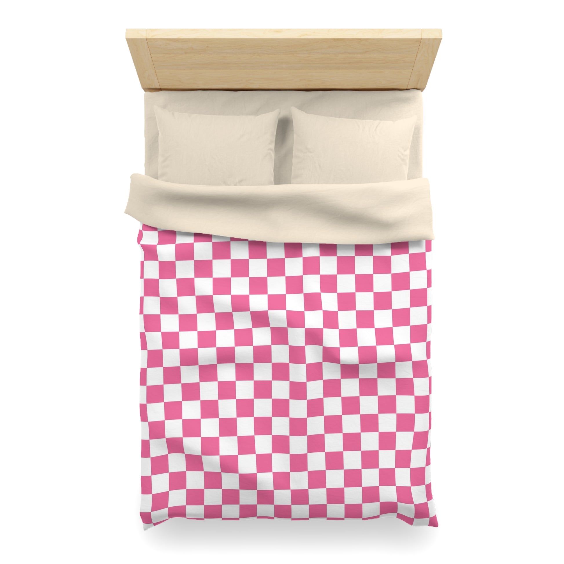 Yuyushiki Pink Check Microfiber Duvet Cover, Artsulli - Art is Long, Life is Short, Home Decor, , , , , , , 