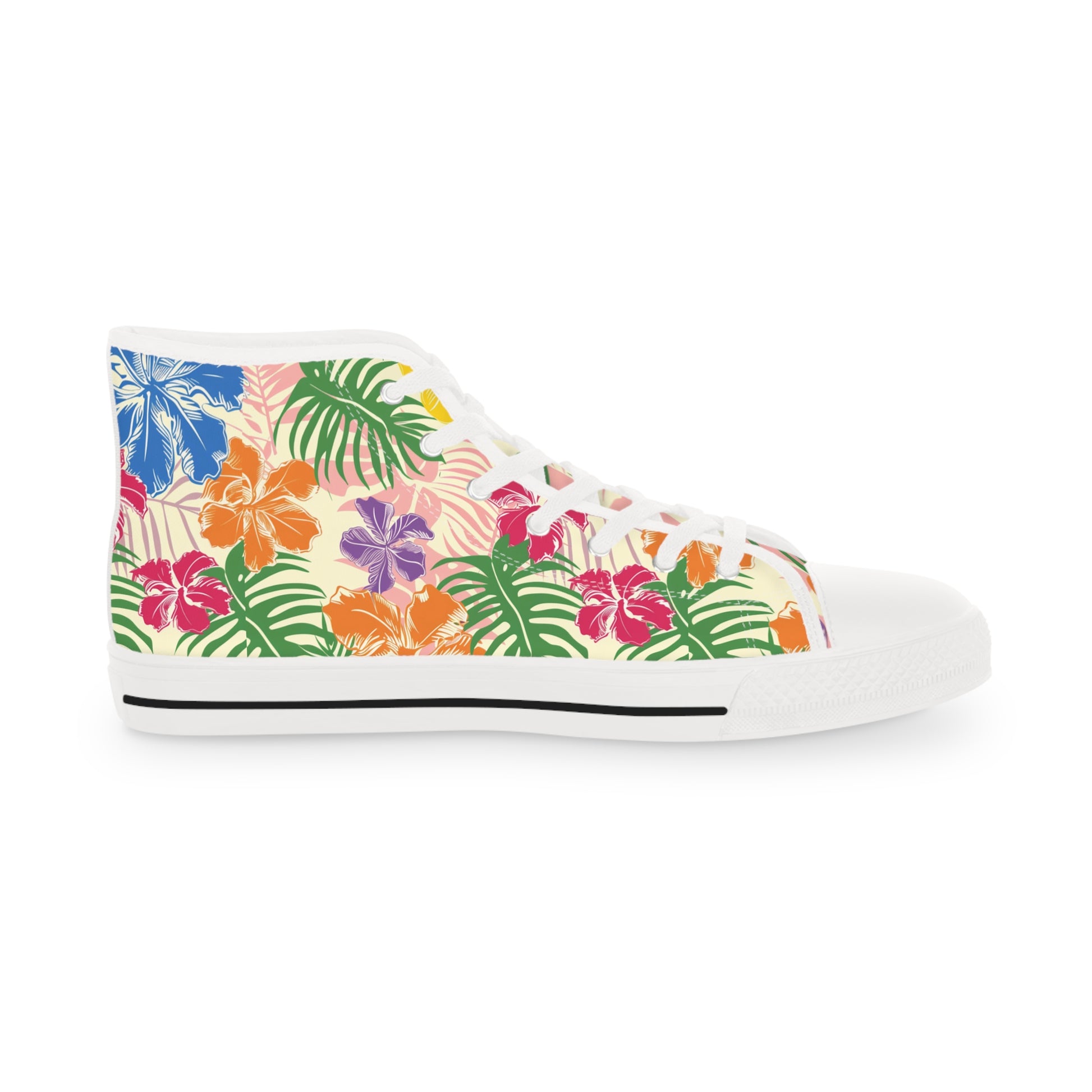 Blooming Tropical Flowers Men's High Top Sneakers, Artsulli - Art is Long, Life is Short, Shoes, , , , , , , 