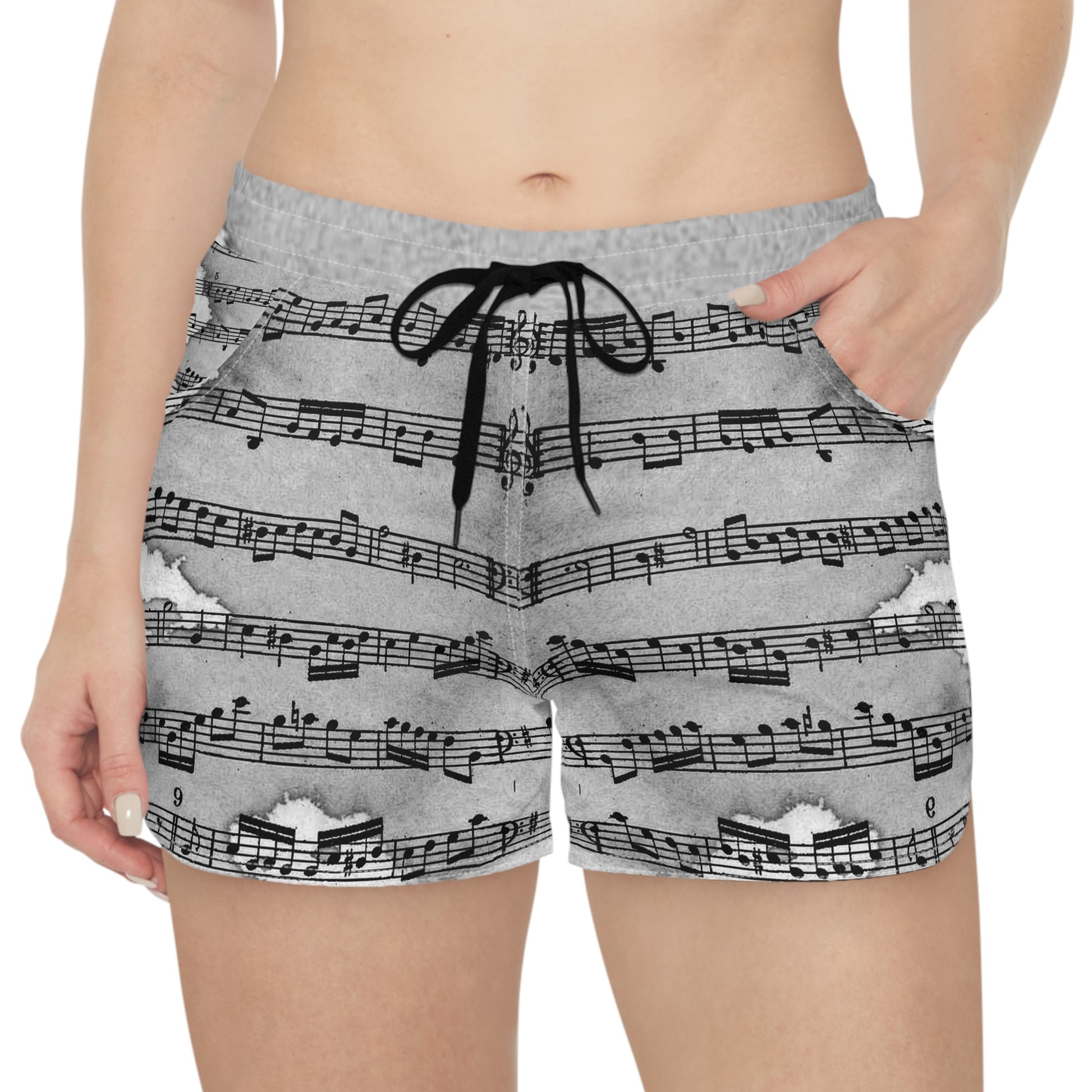 Drip Spill Type Beat Sheet Music Black Women's Casual Shorts (AOP), Artsulli - Art is Long, Life is Short, All Over Prints, , , , , , , 