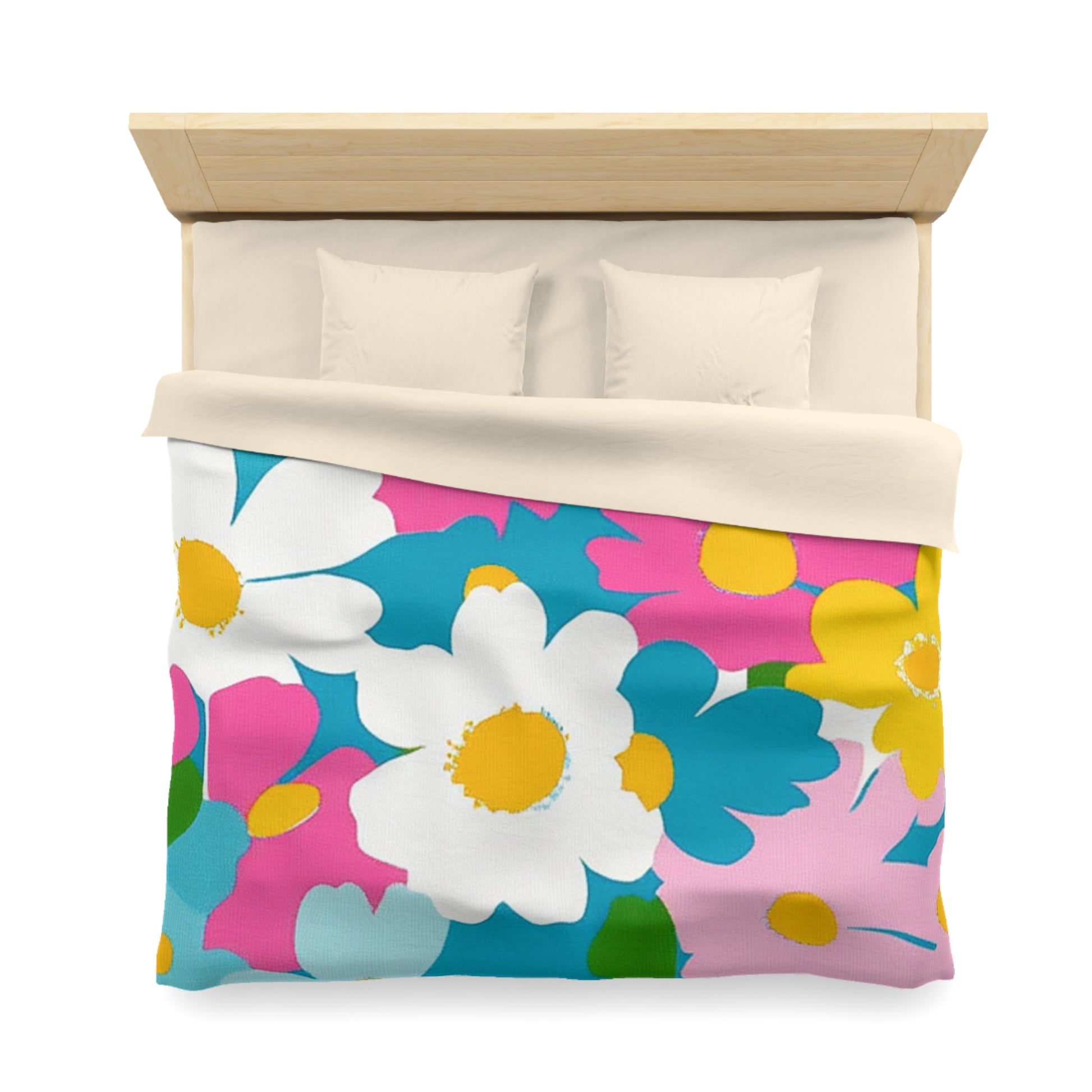 Flowers Multi-Color Microfiber Duvet Cover, Artsulli - Art is Long, Life is Short, Home Decor, , , , , , , 