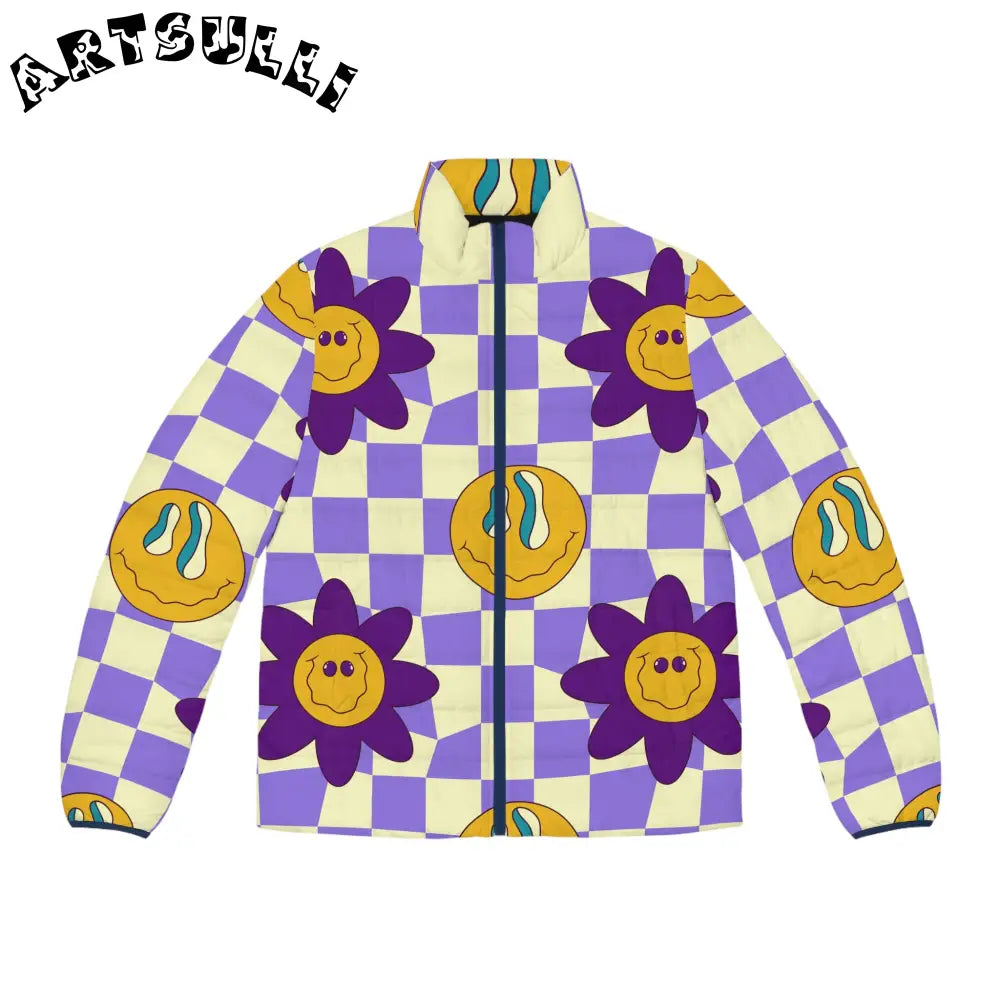 JAKKOUTTHEBXX Trippy Flower Power Motifs Men’s Puffer Jacket (AOP)