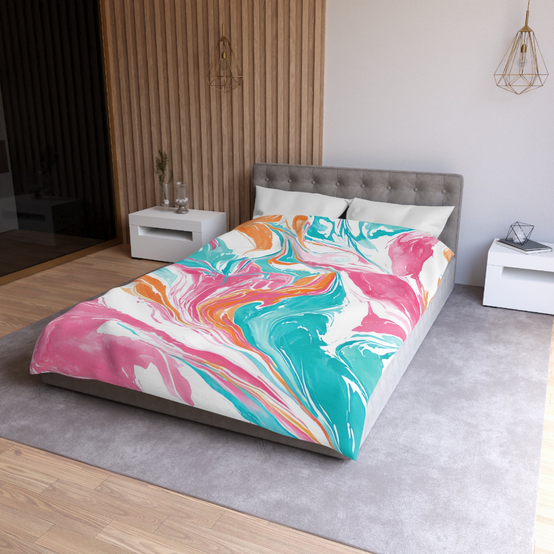 Liquid Pastel Spill Multi-Color Microfiber Duvet Cover, Artsulli - Art is Long, Life is Short, Home Decor, , , , , , , 