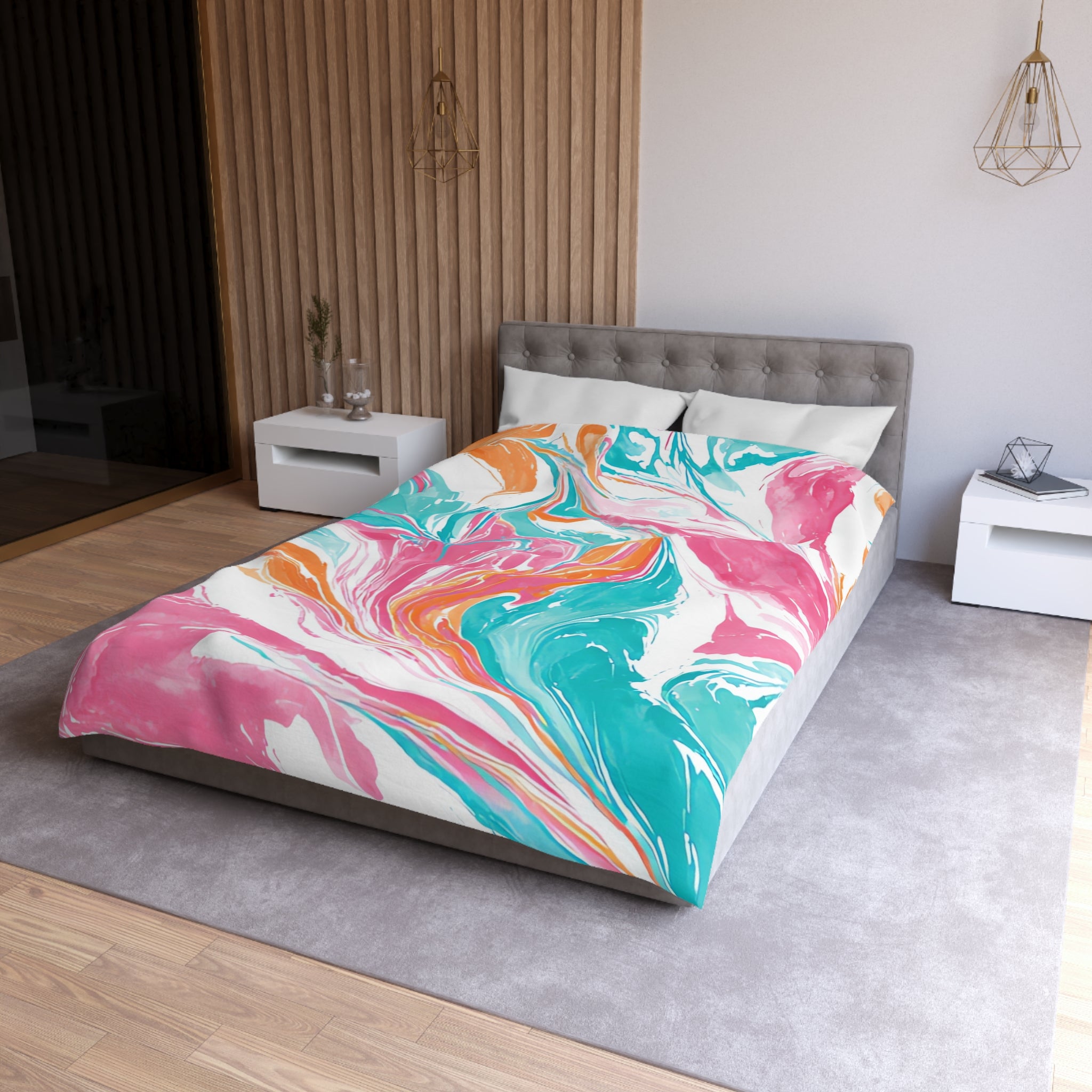 Liquid Pastel Spill Multi-Color Microfiber Duvet Cover, Artsulli - Art is Long, Life is Short, Home Decor, , , , , , , 