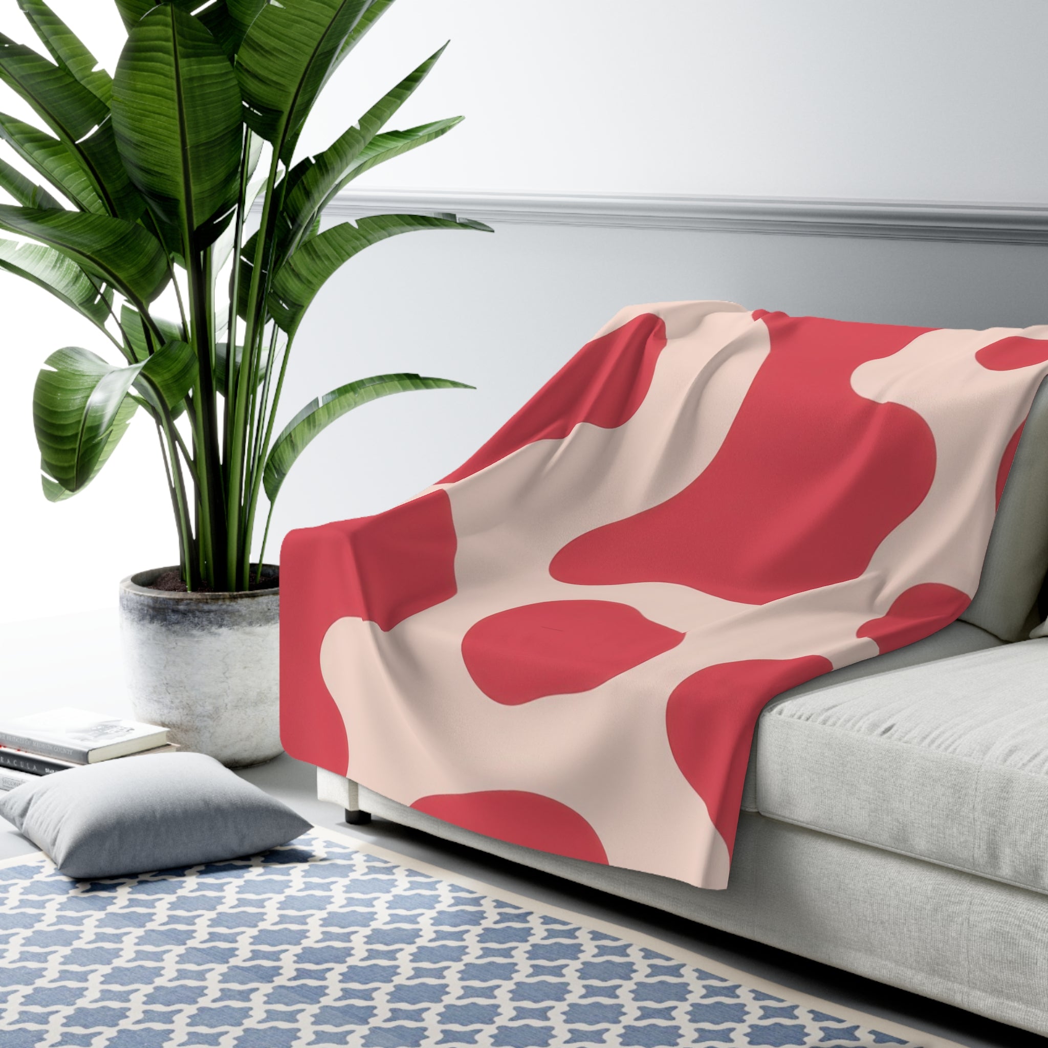 Red Jungle Cow Sherpa Fleece Blanket, Artsulli - Art is Long, Life is Short, Home Decor, , , , , , , 