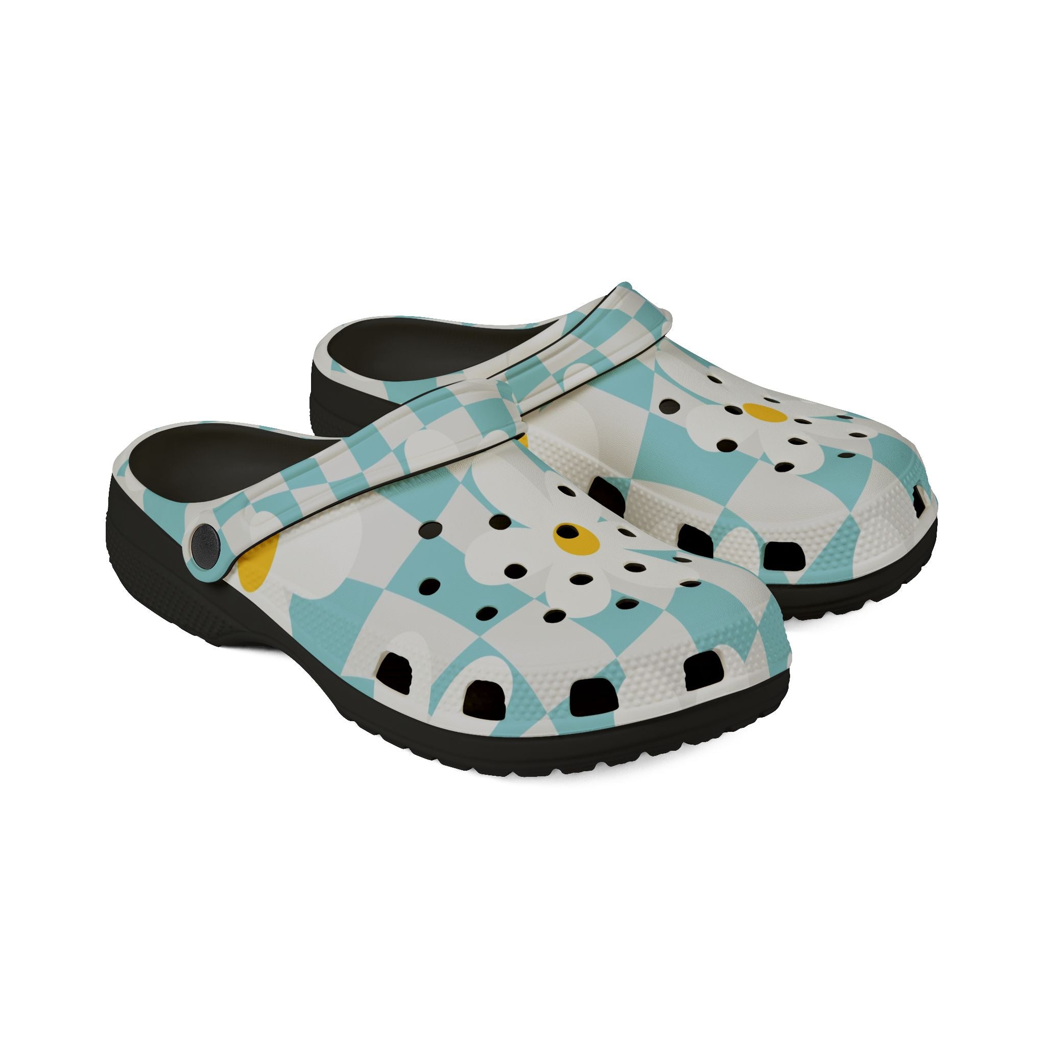 Trippy Check Garden EVA Foam Rubber Shoes (AOP), Artsulli - Art is Long, Life is Short, Shoes, , , , , , , 