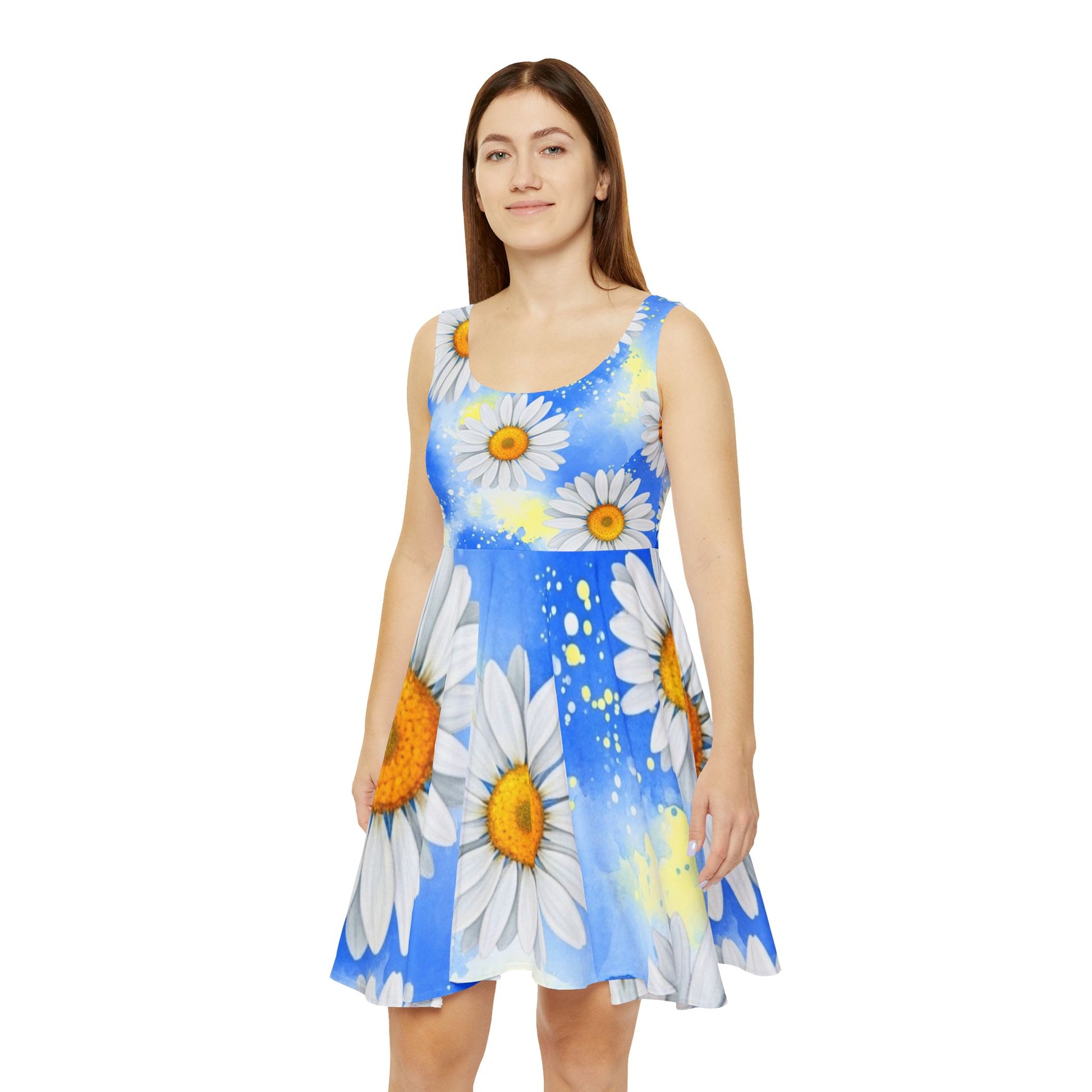 Daisies Women's Skater Dress (AOP), Artsulli - Art is Long, Life is Short, All Over Prints, , , , , , , 