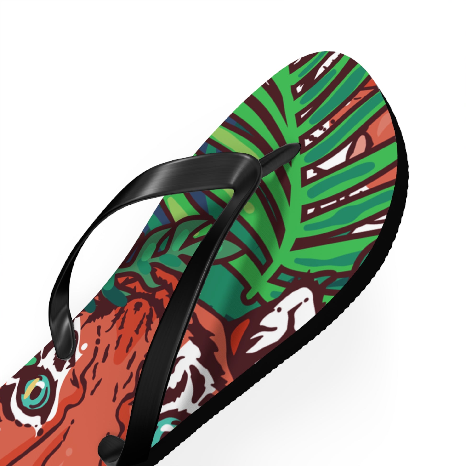 Tropical Jungle Tigers Blue and Green Flip Flops, Artsulli - Art is Long, Life is Short, Shoes, , , , , , , 