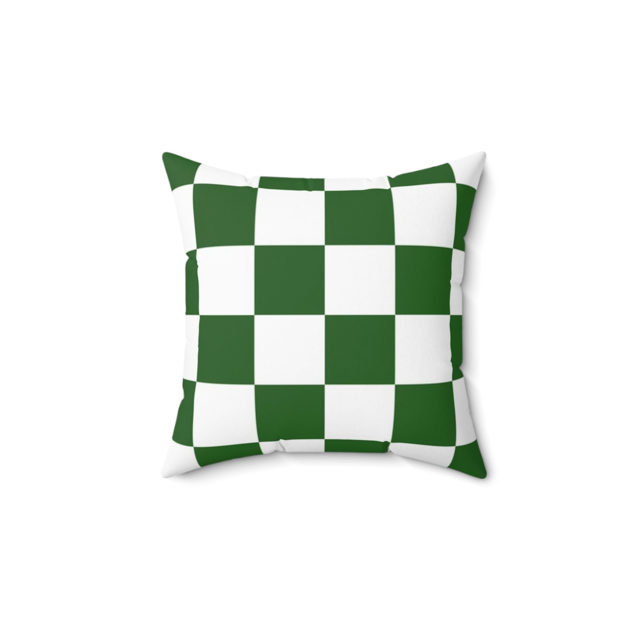 Checkerboard White and Dark Green Spun Polyester Square Pillow, Artsulli - Art is Long, Life is Short, Home Decor, Size, 14" × 14", , , , , 16420731381773860473