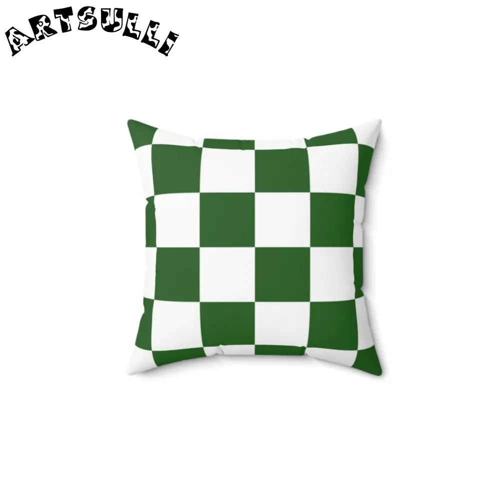 JAKKOUTTHEBXX Checkerboard White and Dark Green Spun Polyester