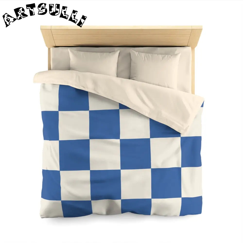 JAKKOUTTHEBXX Checkerboard Blue Microfiber Duvet Cover JAKKOUTTHEBXX