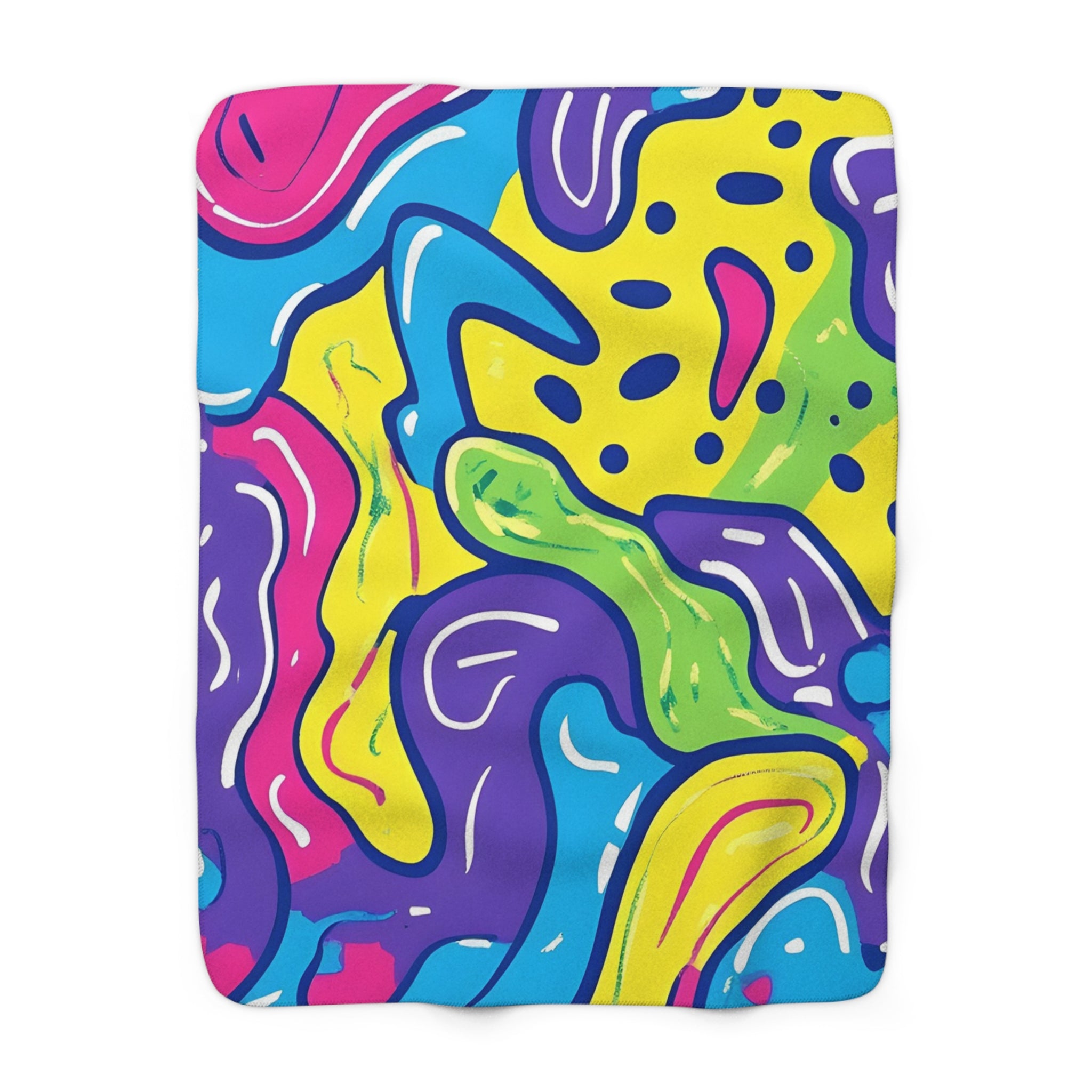 90s Trippy Slime Sherpa Fleece Blanket, Artsulli - Art is Long, Life is Short, Home Decor, Size, 50" × 60", , , , , 93527448287372354191