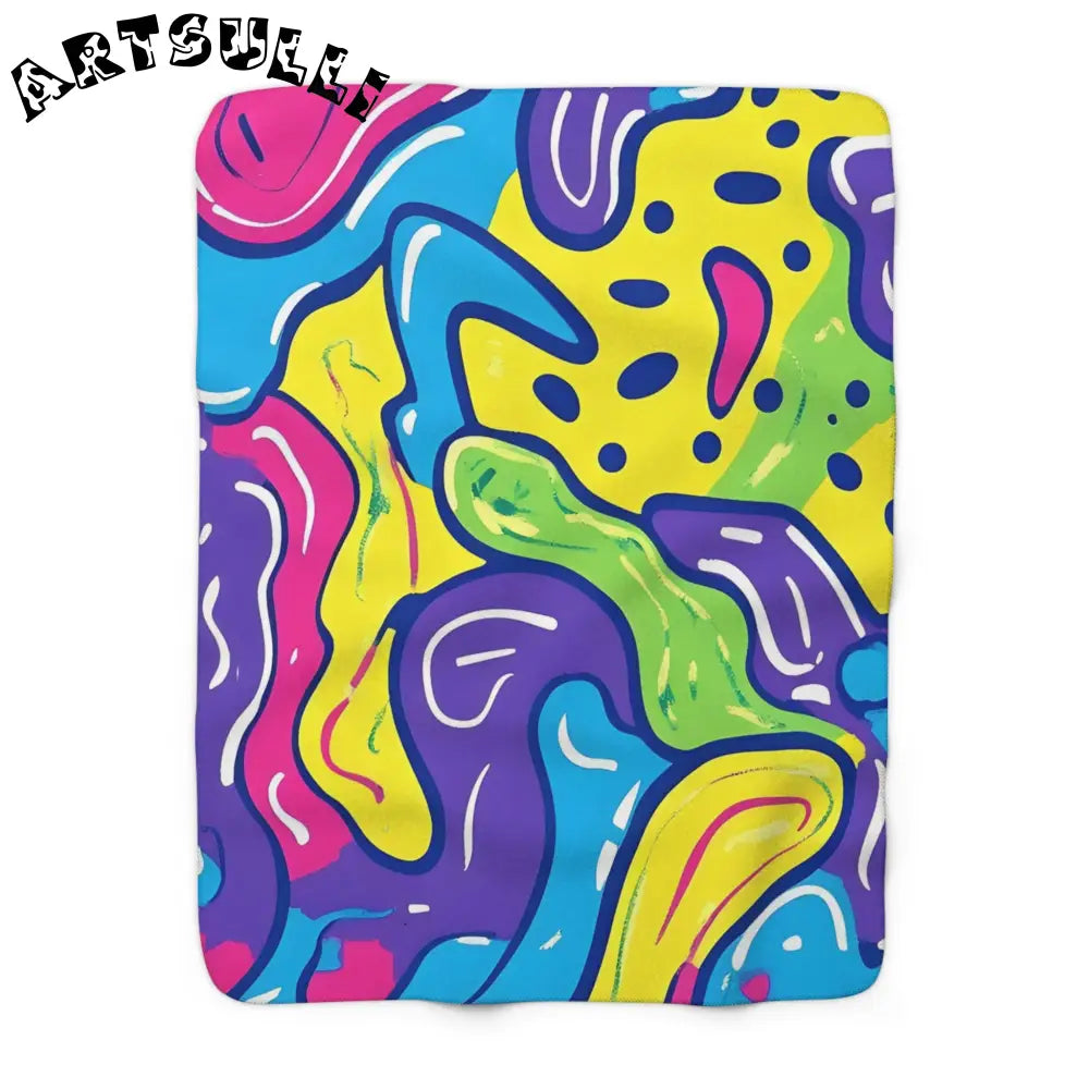 90s Trippy Slime Sherpa Fleece Blanket, Artsulli - Art is Long, Life is Short, Home Decor, Size, 50" × 60", , , , , 93527448287372354191