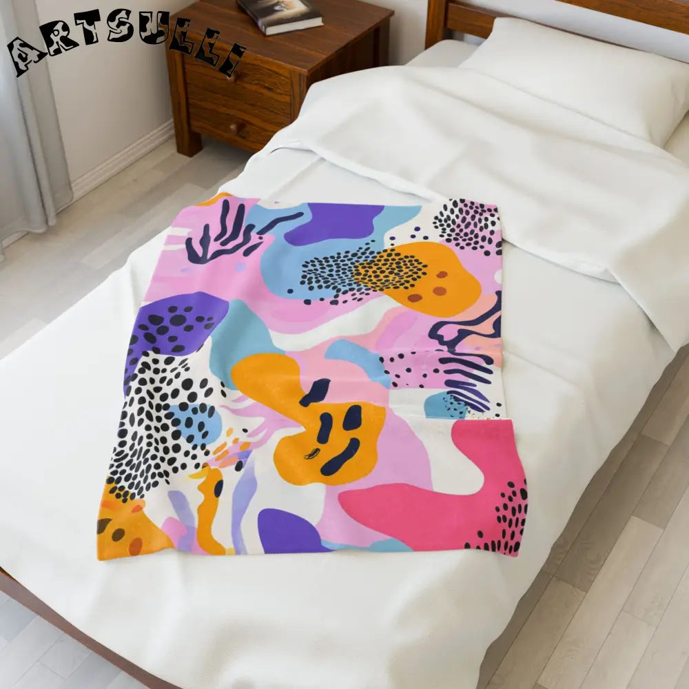 JAKKOUTTHEBXX Colorful Abstract Dots and Shapes II Velveteen Plush