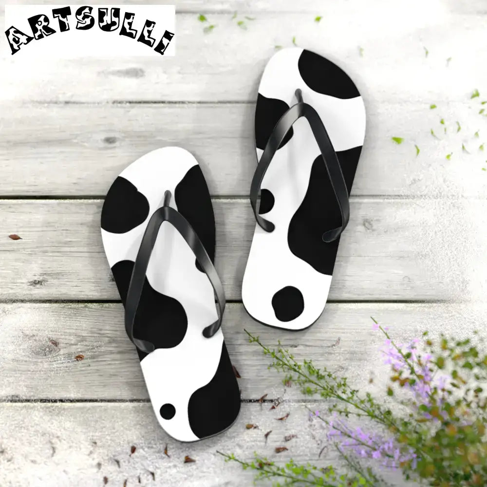 JAKKOUTTHEBXX Cow Print Illustration Printed Flip Flops 2025