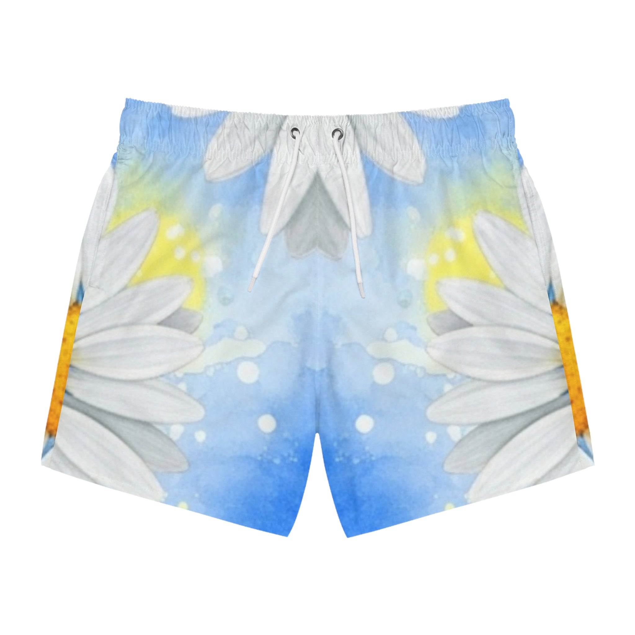Daisies Swim Trunks (AOP), Artsulli - Art is Long, Life is Short, All Over Prints, Size, XS, Color, Seam thread color automatically matched to design, , , 26141869444280264633