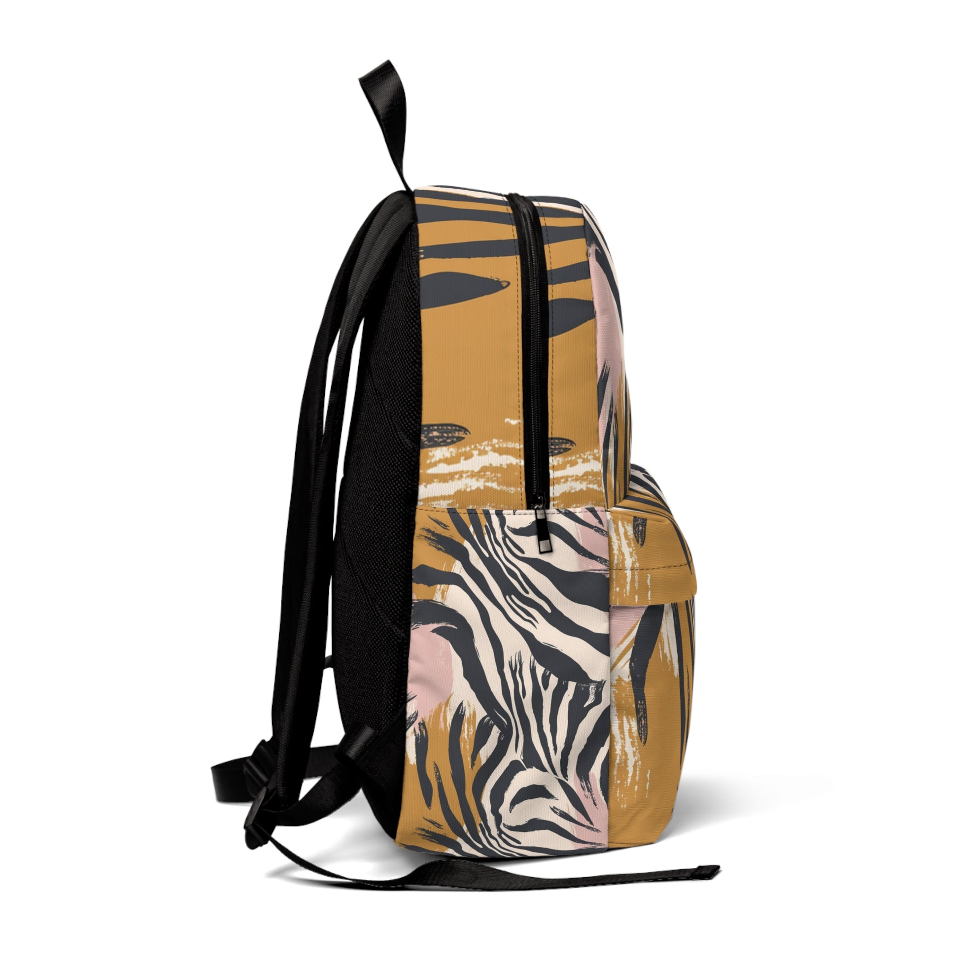 Beige Zebra Jungle Flats Unisex Classic Backpack, Artsulli - Art is Long, Life is Short, Bags, , , , , , , 