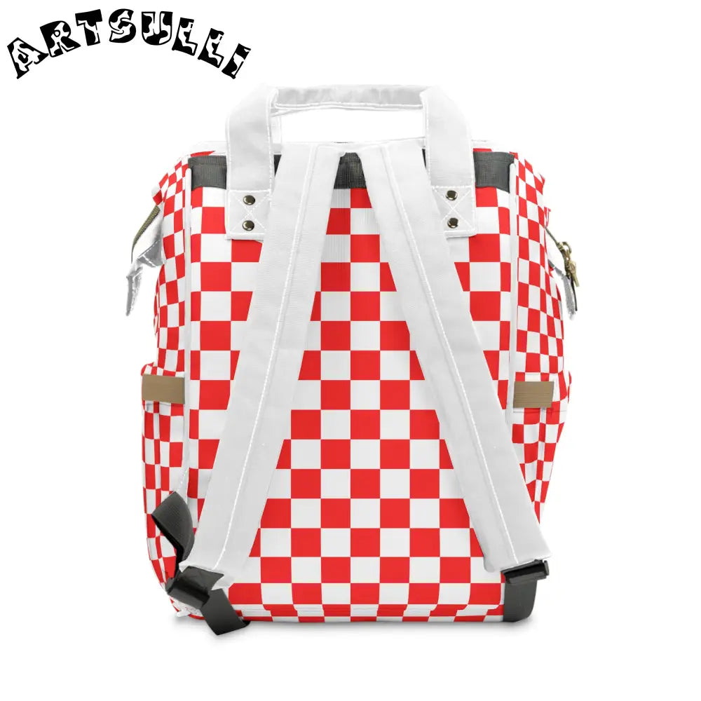 JAKKOUTTHEBXX Checkerboard Red and White Multifunctional Diaper