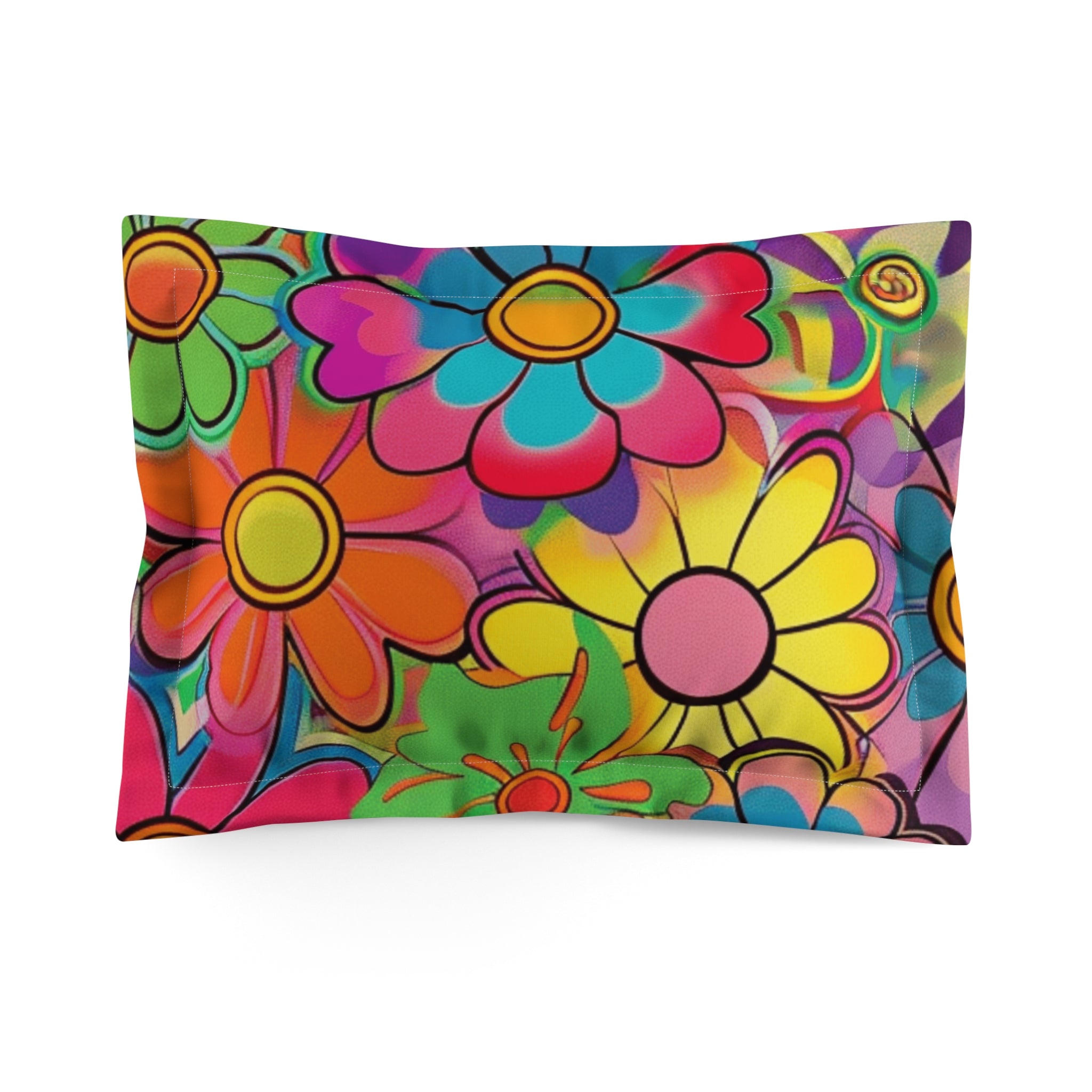 Chromatic Daisy Dream Microfiber Pillow Sham, Artsulli - Art is Long, Life is Short, Home Decor, Size, Standard, , , , , 21393299876954372182