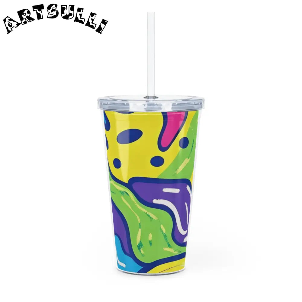 JAKKOUTTHEBXX Colorful Abstract Art Plastic Tumbler with Lid and Straw 2025