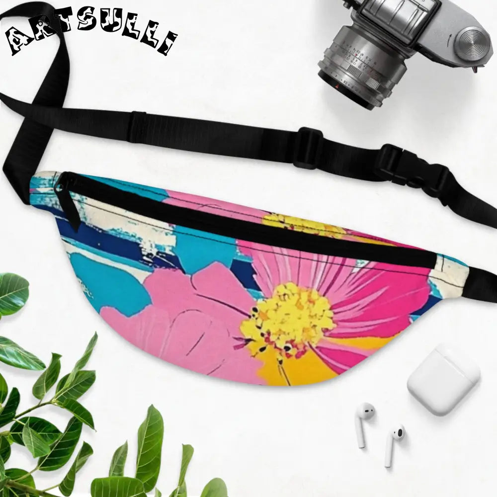 JAKKOUTTHEBXX Dayglo Floral Stripes Multi-Color Fanny Pack