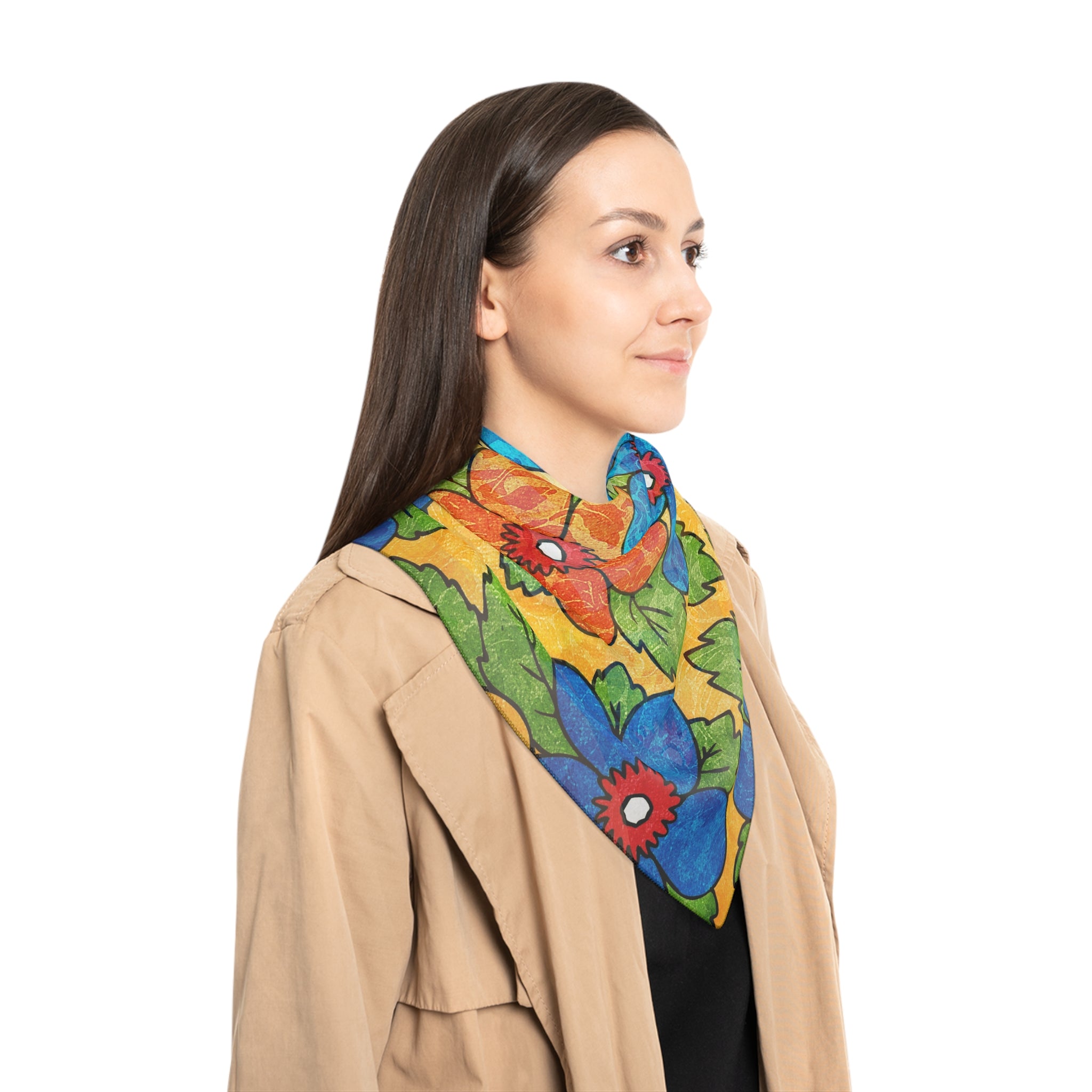 Groovy Yellow Floral Kl Poly Scarf, Artsulli - Art is Long, Life is Short, Accessories, , , , , , , 