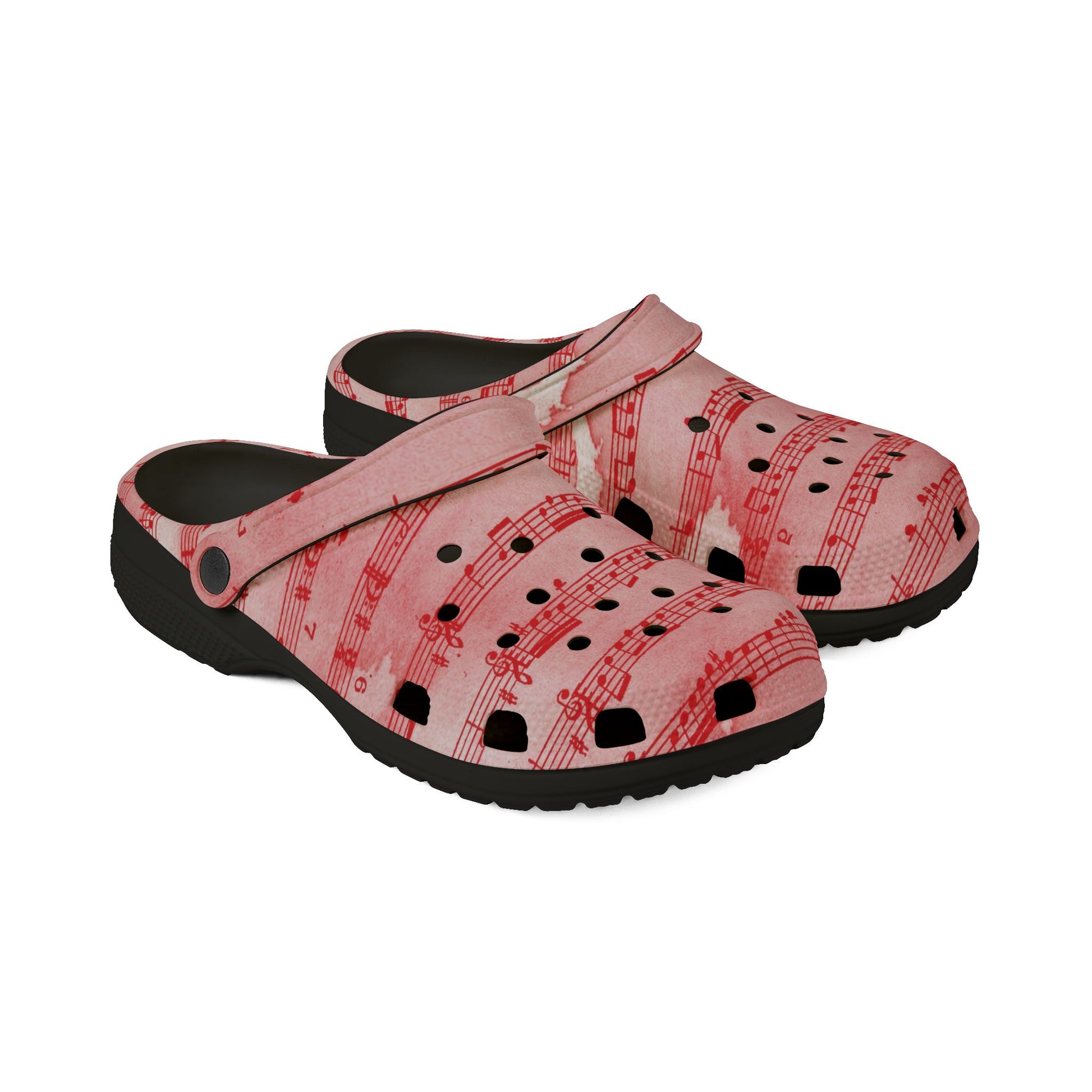 Drip Spill Type Beat Sheet Music Red EVA Foam Rubber Shoes (AOP), Artsulli - Art is Long, Life is Short, Shoes, , , , , , , 