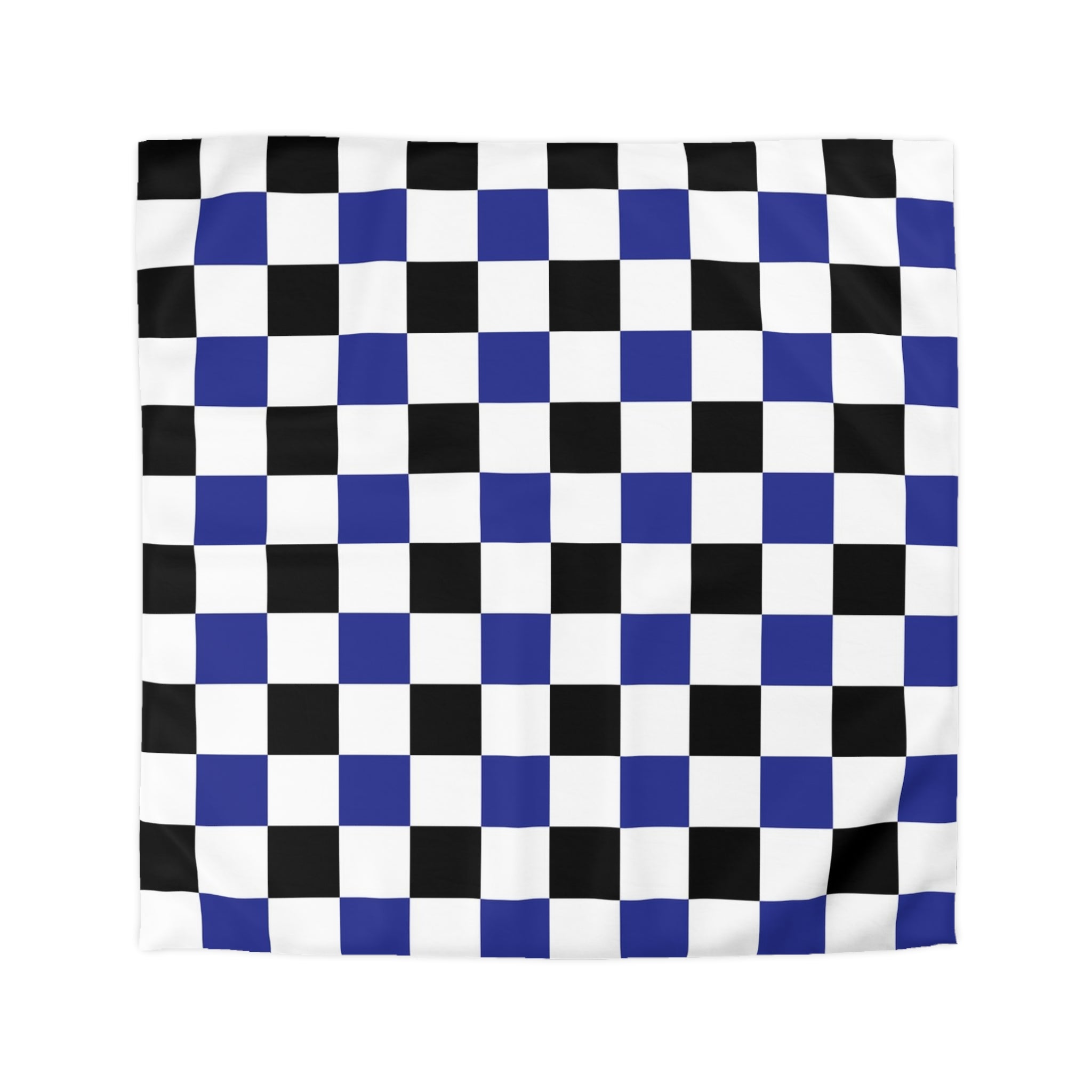 Checkerboard Blue White and Black Microfiber Duvet Cover, Artsulli - Art is Long, Life is Short, Home Decor, Size, Queen, Color, White, , , 14347668579707200625
