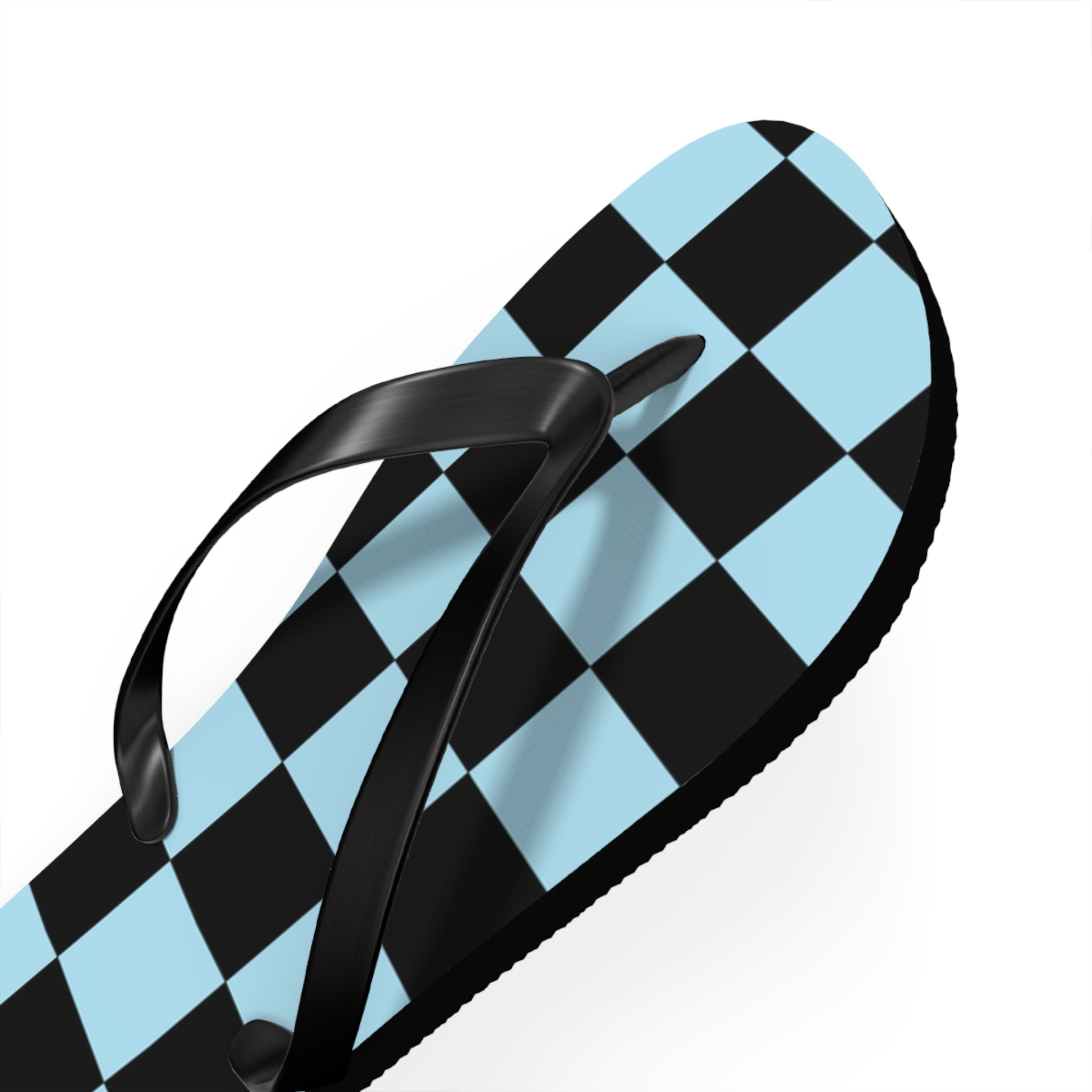 Checkerboard Black and Blue Flip Flops, Artsulli - Art is Long, Life is Short, Shoes, , , , , , , 