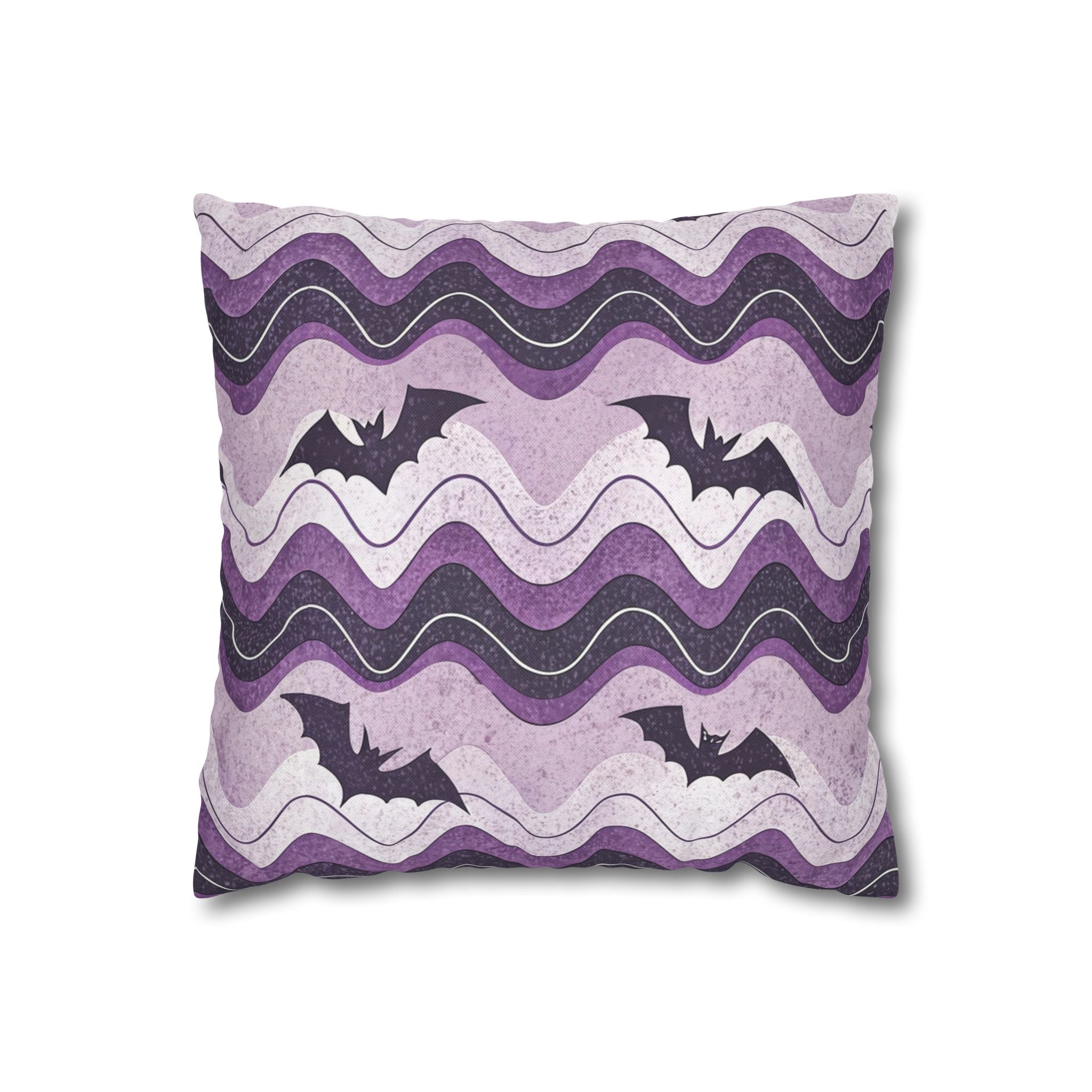 Bat Wave Spun Polyester Square Pillowcase, Artsulli - Art is Long, Life is Short, Home Decor, Size, 14" × 14", , , , , 44909959368963