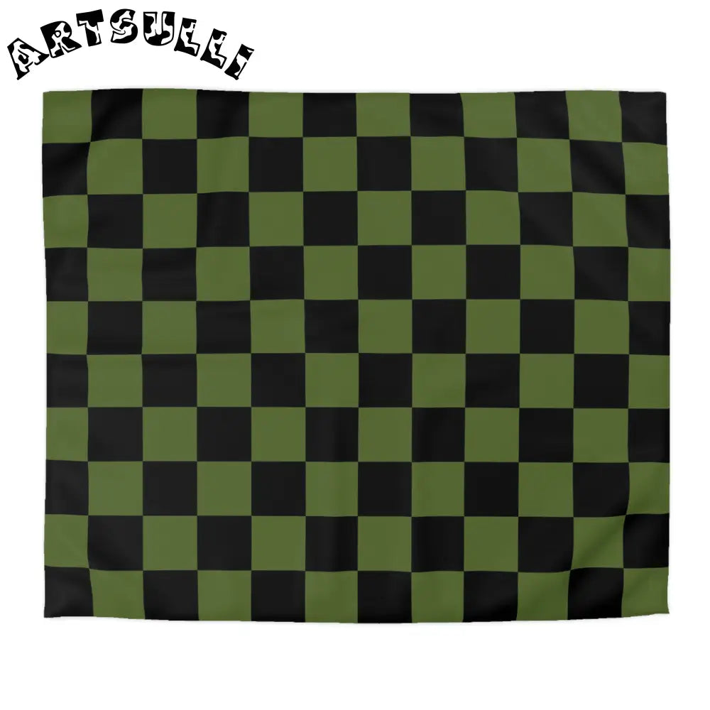 JAKKOUTTHEBXX Checkerboard Olive Green and Black Microfiber Duvet