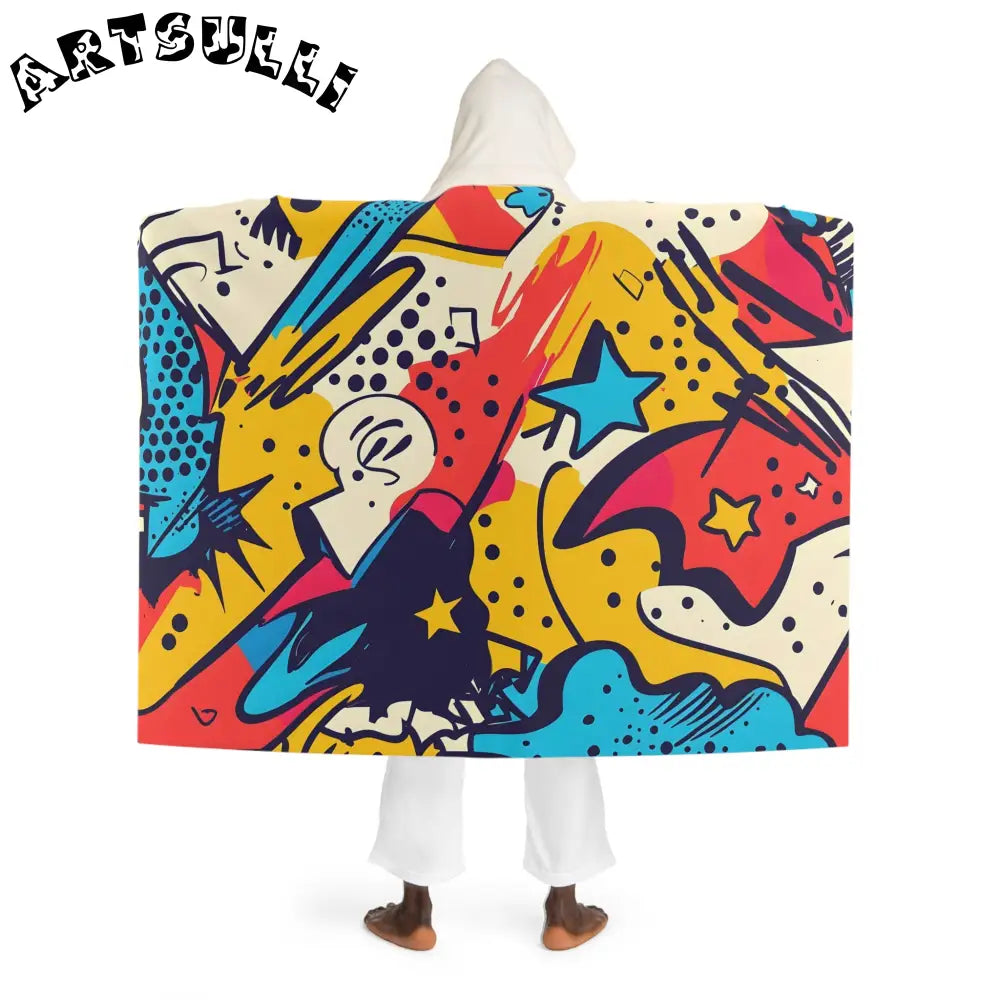 JAKKOUTTHEBXX Comic x Pop Art Hooded Sherpa Fleece Blanket