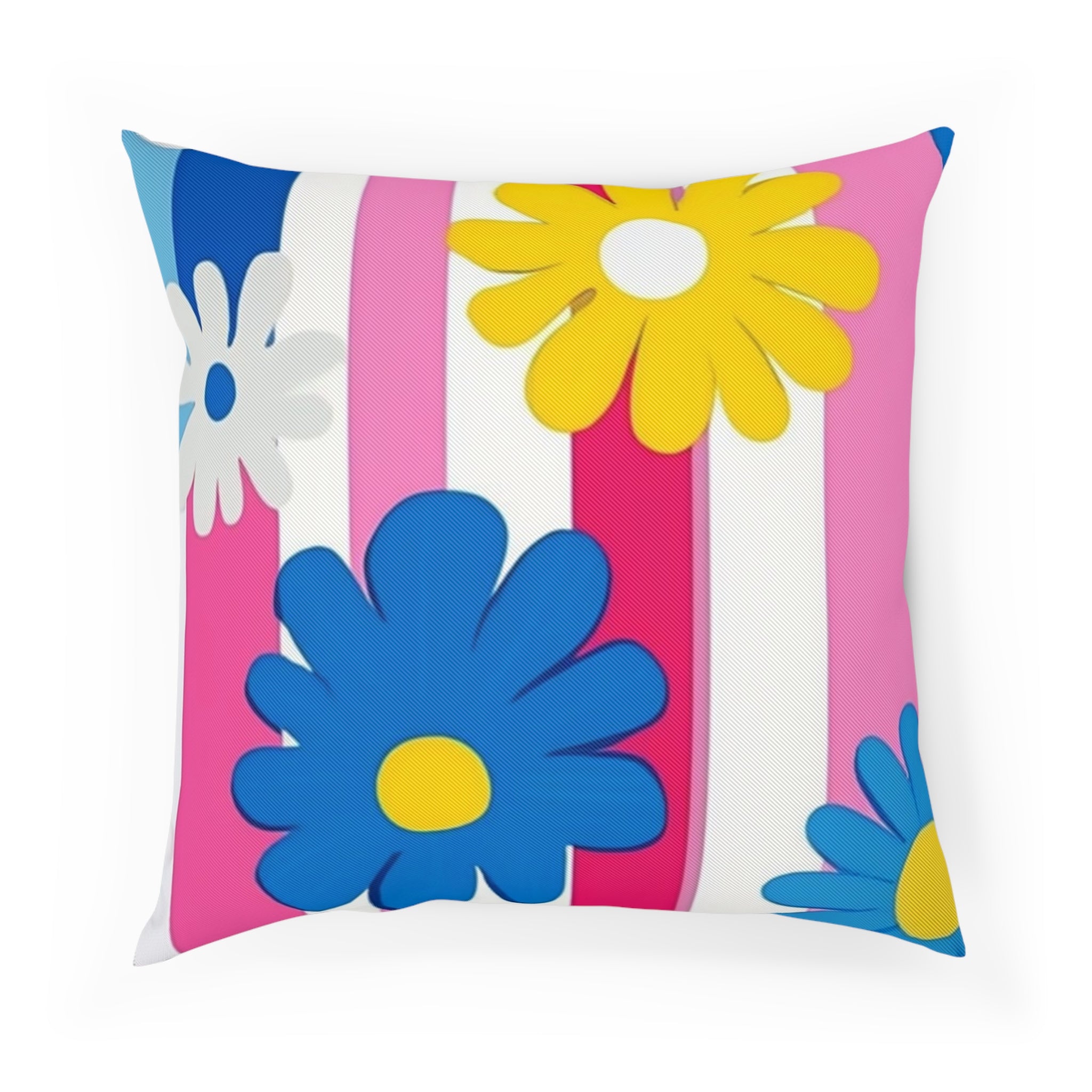 Flowers x Stripes Multi-Color Cushion, Artsulli - Art is Long, Life is Short, Home Decor, Size, 18.1" × 18.1", , , , , 55634473154611