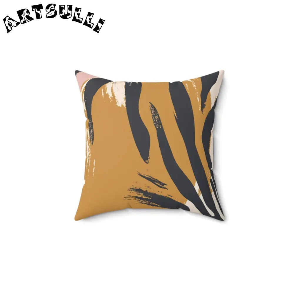 JAKKOUTTHEBXX Tiger Stripe Square Throw Pillow Orange Black Cream