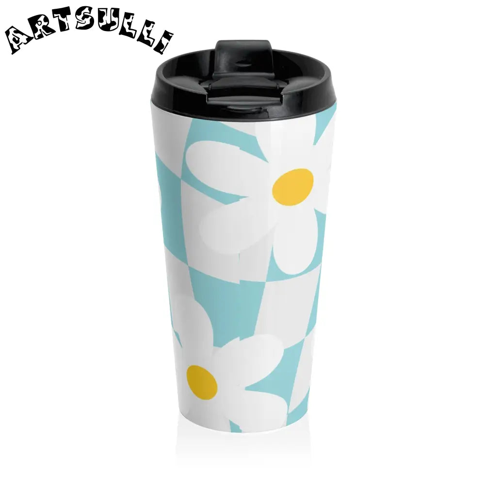 JAKKOUTTHEBXX Trippy Check Garden Stainless Steel Travel Mug