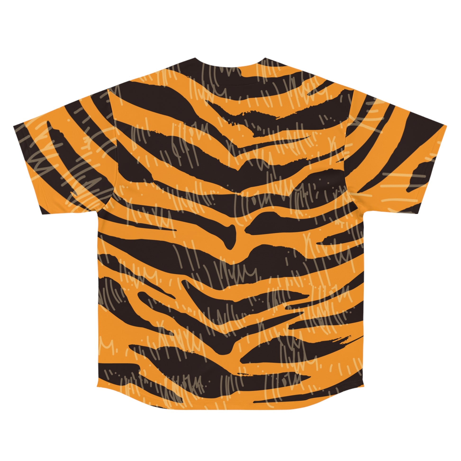 Tiger Scratches Orange & Black Men's Baseball Jersey (AOP), Artsulli - Art is Long, Life is Short, All Over Prints, , , , , , , 