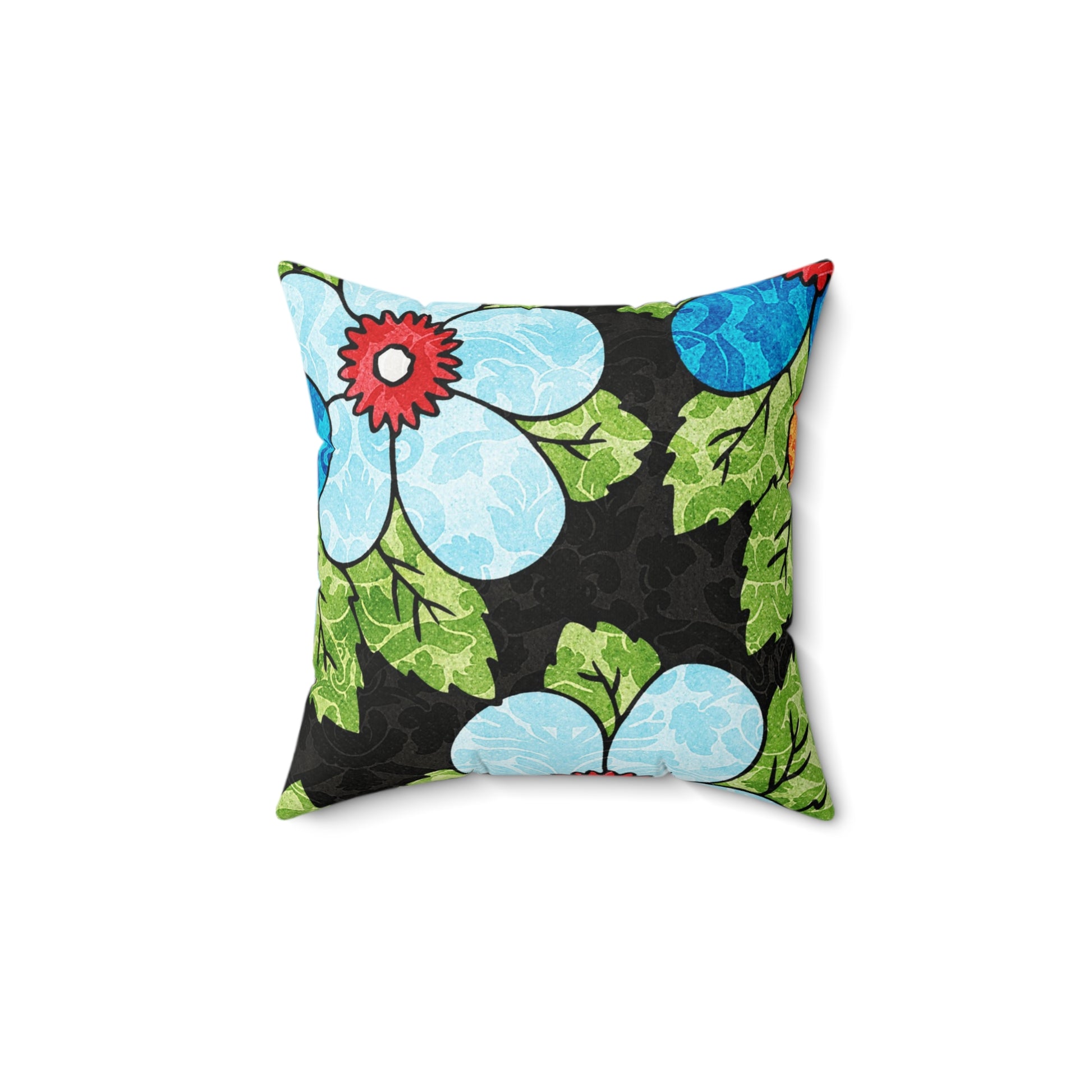 Groovy Black Floral Kl Spun Polyester Square Pillow, Artsulli - Art is Long, Life is Short, Home Decor, , , , , , , 