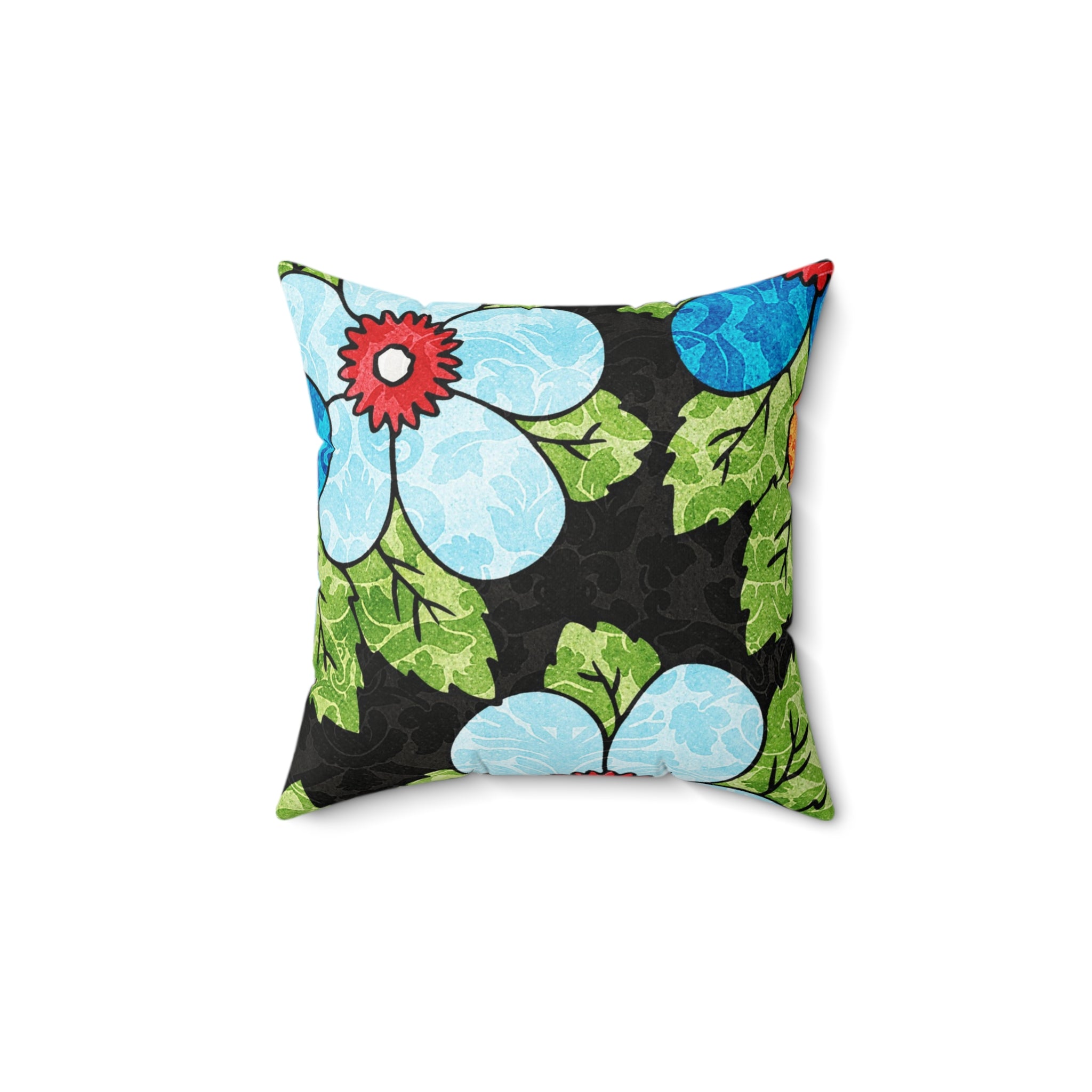 Groovy Black Floral Kl Spun Polyester Square Pillow, Artsulli - Art is Long, Life is Short, Home Decor, , , , , , , 