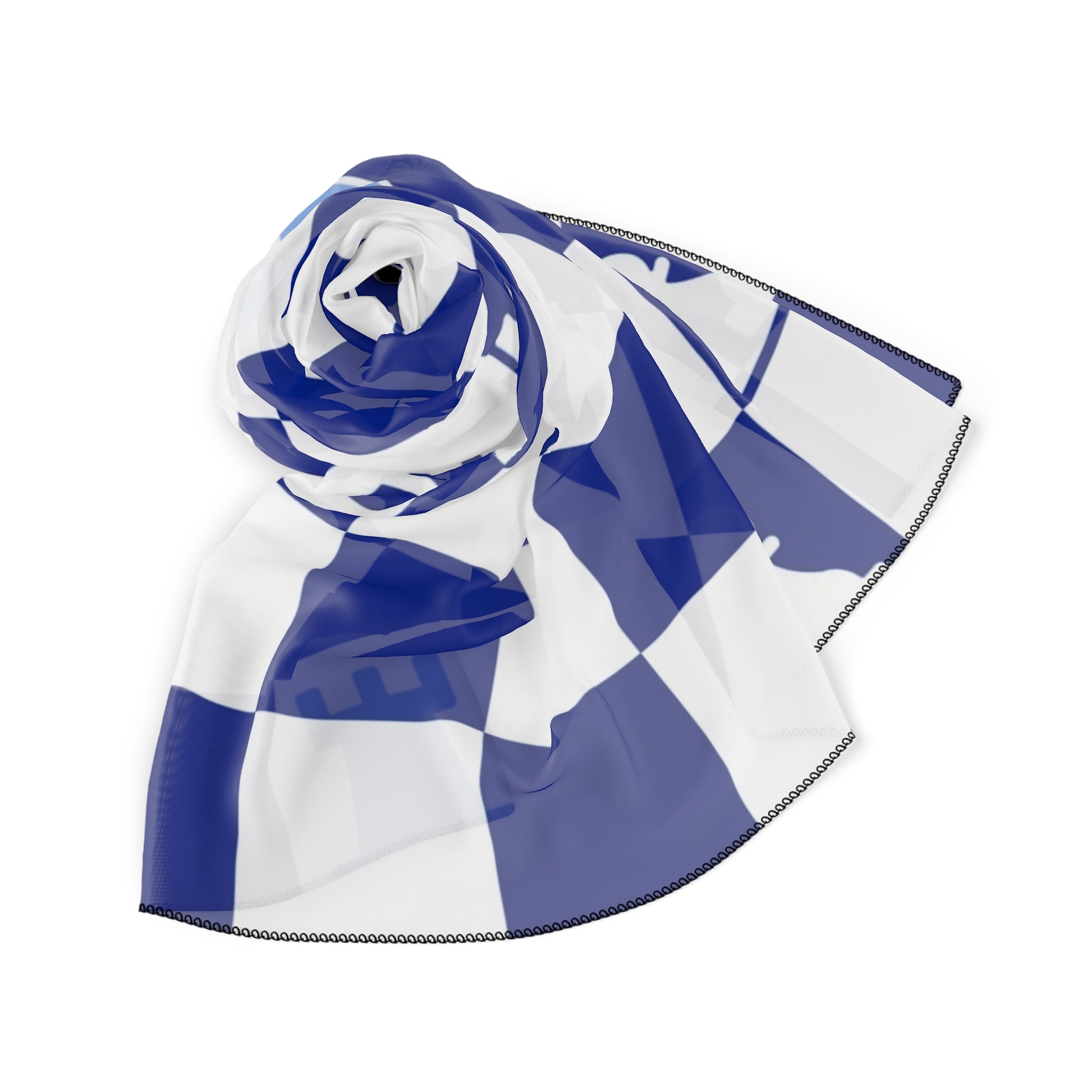 Chessboard Navy Blue Poly Scarf, Artsulli - Art is Long, Life is Short, Accessories, , , , , , , 