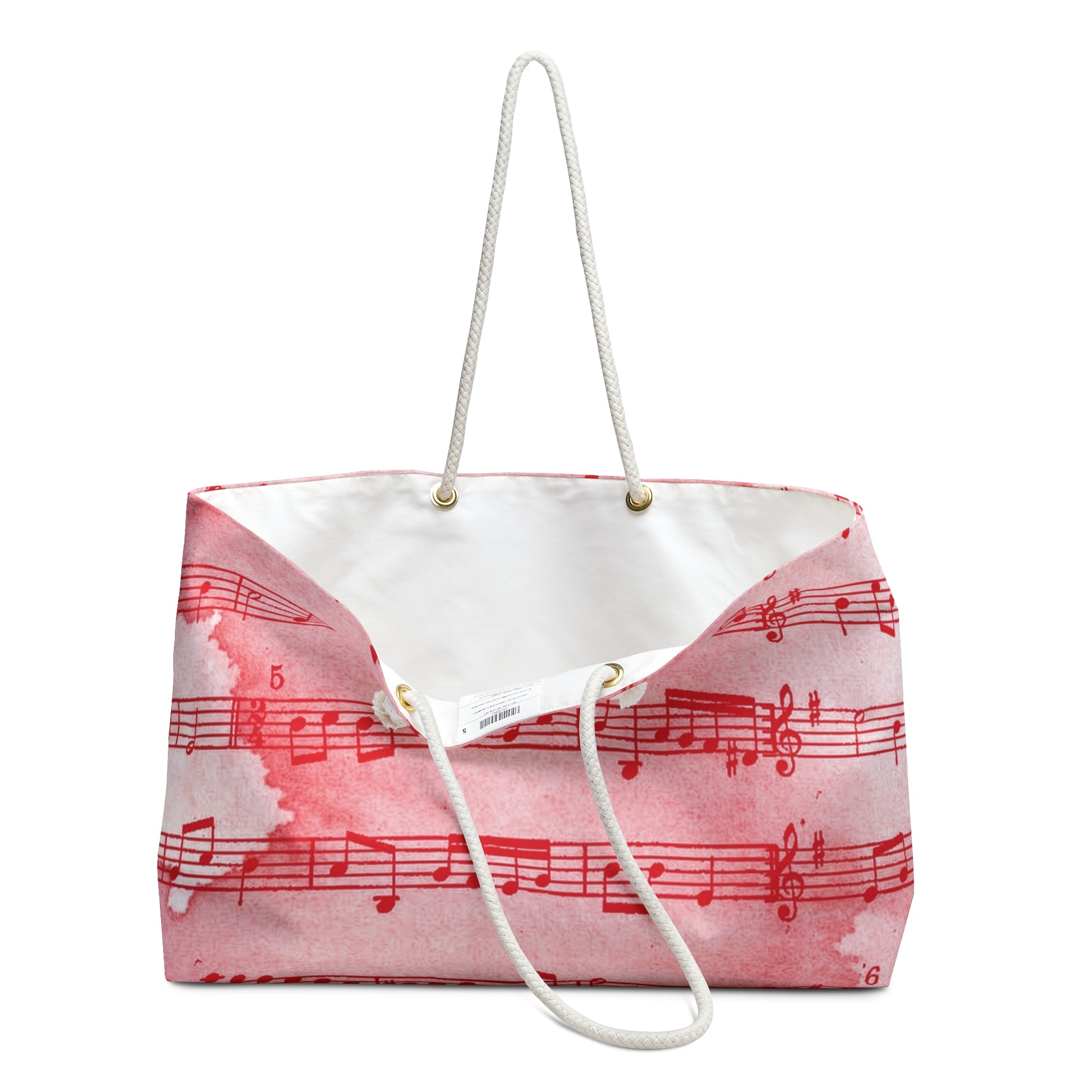 Drip Spill Type Beat Sheet Music Red Weekender Bag, Artsulli - Art is Long, Life is Short, Bags, , , , , , , 