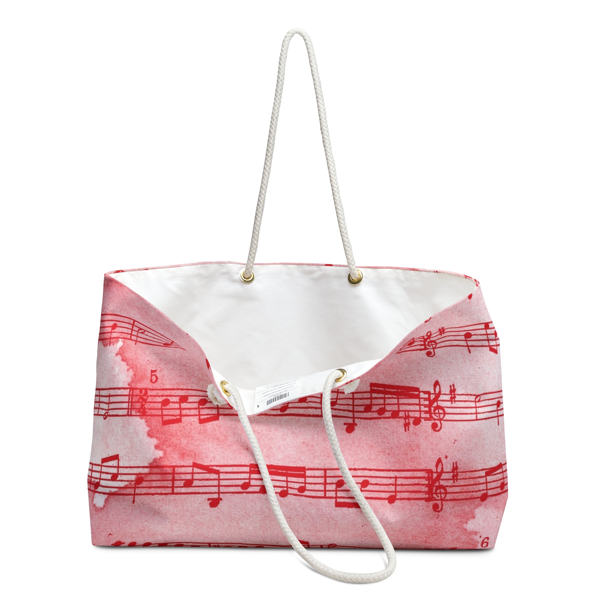 Drip Spill Type Beat Sheet Music Red Weekender Bag, Artsulli - Art is Long, Life is Short, Bags, , , , , , , 