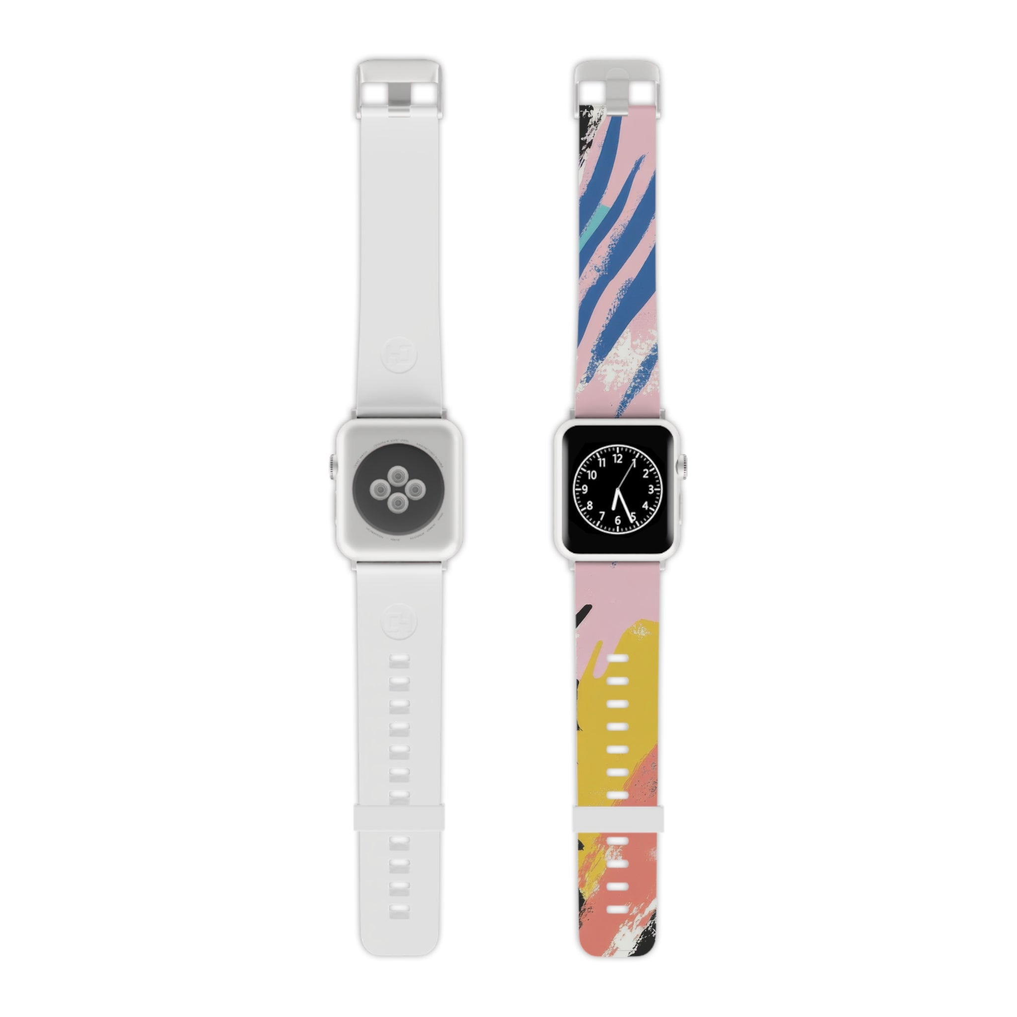 Wild Zebra Stripes x Paint Brush Strokes Multi-Color IV Watch Band for Apple Watch, Artsulli - Art is Long, Life is Short, Accessories, Size, 7.5'' × 0.75'' / 38 - 40 mm, Color, Silver, , , 15856250217388