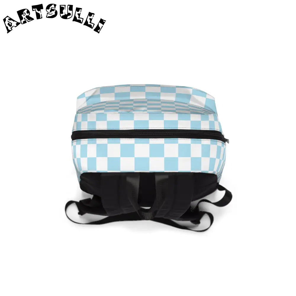 JAKKOUTTHEBXX Checkerboard Sky Blue Unisex Classic Backpack