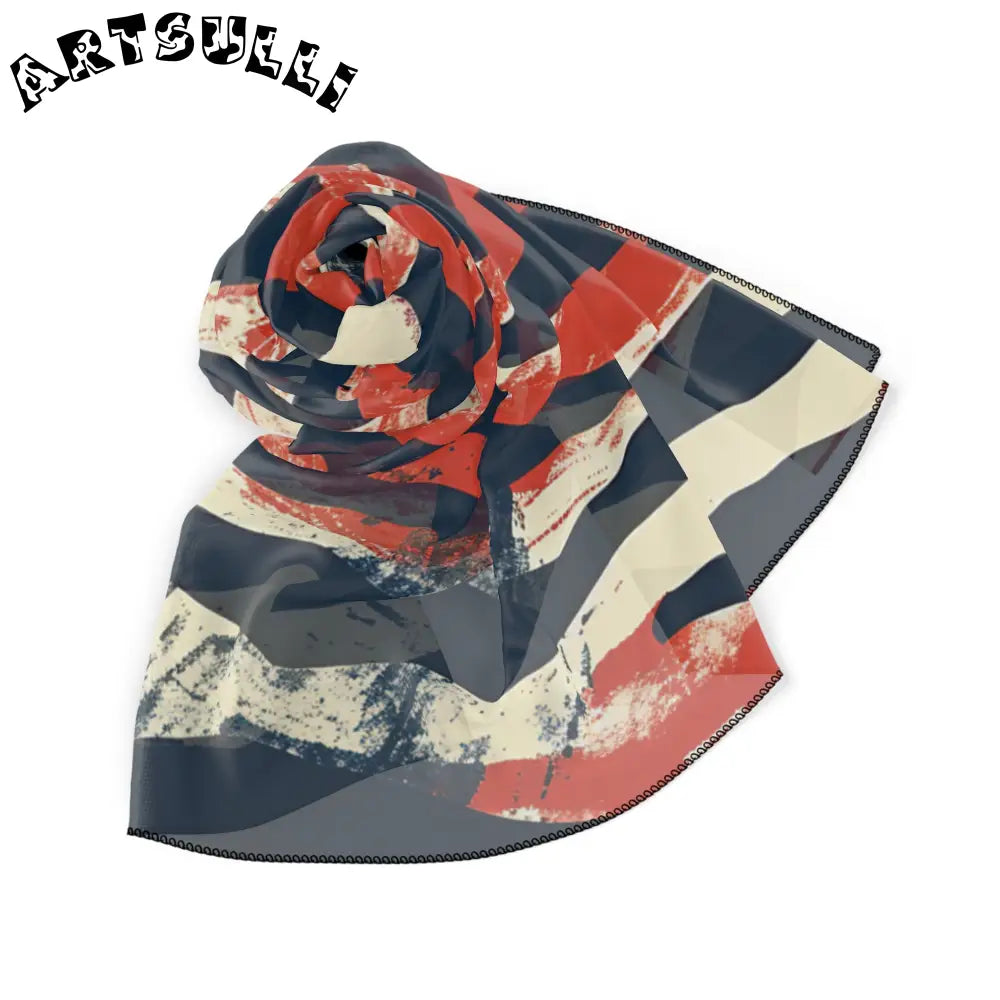 JAKKOUTTHEBXX Bold Red Black and Beige Striped Square Scarf