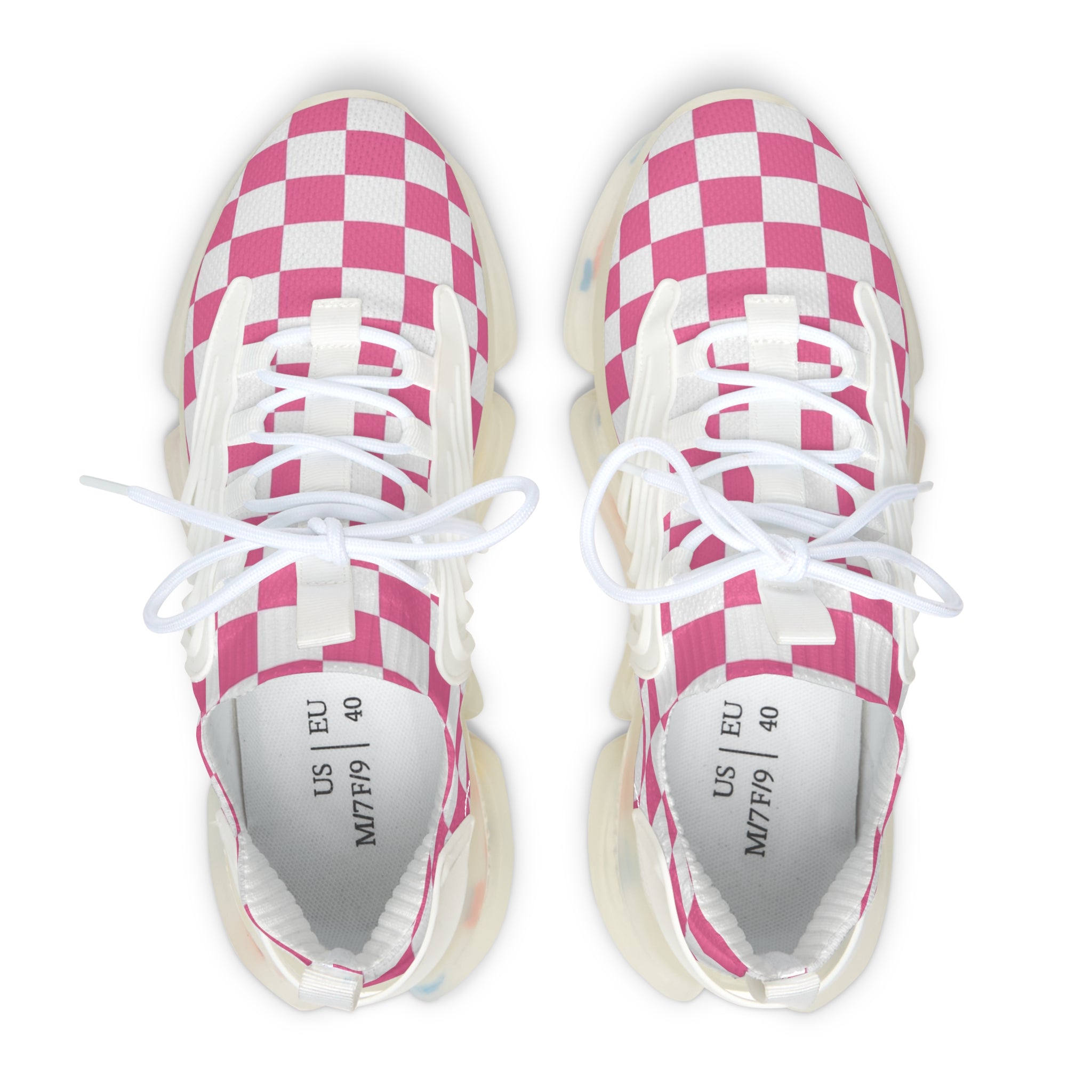 Yuyushiki Pink Check Women's Mesh Sneakers